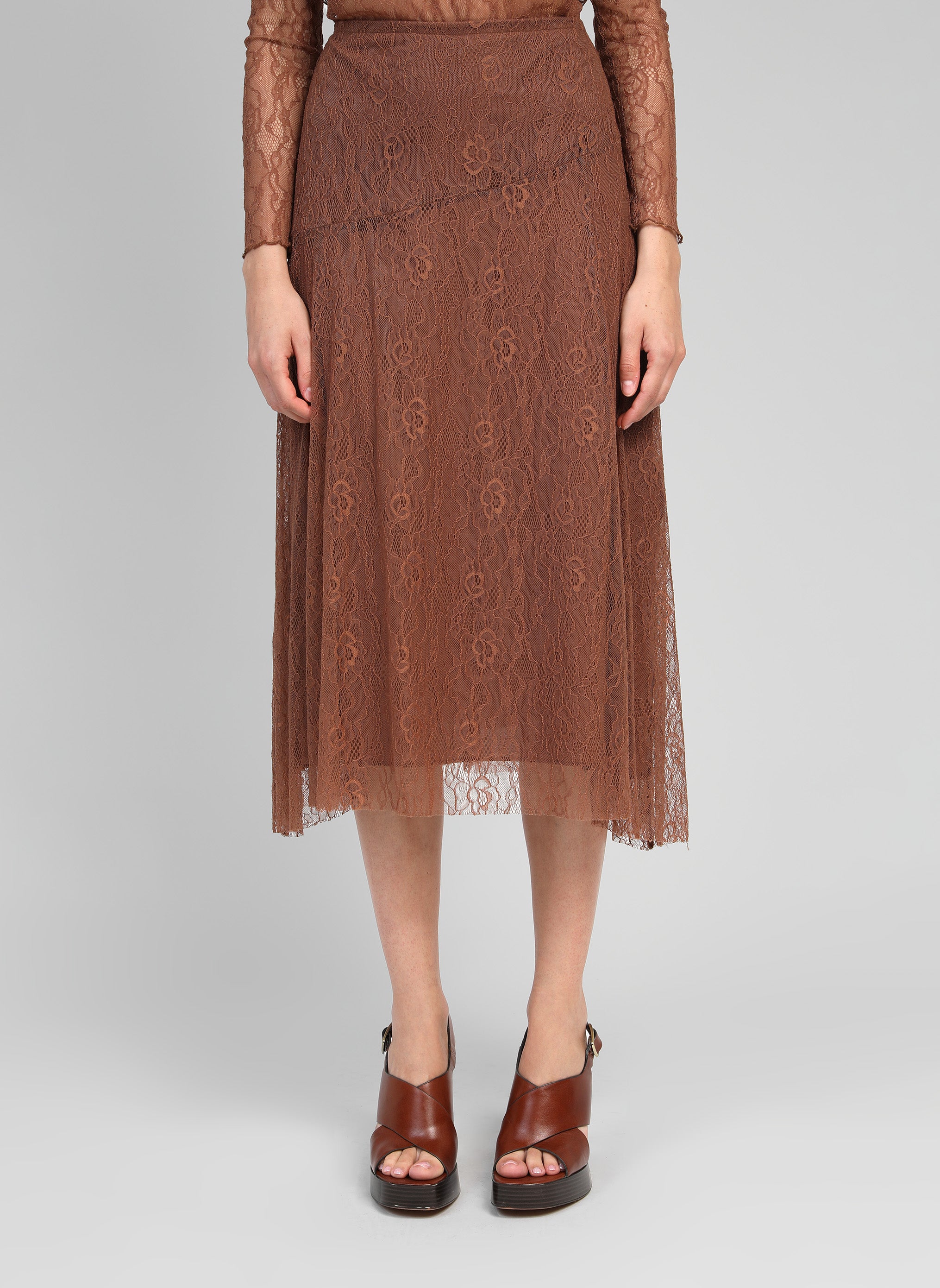 JUPE MIDI JUNEY noisette