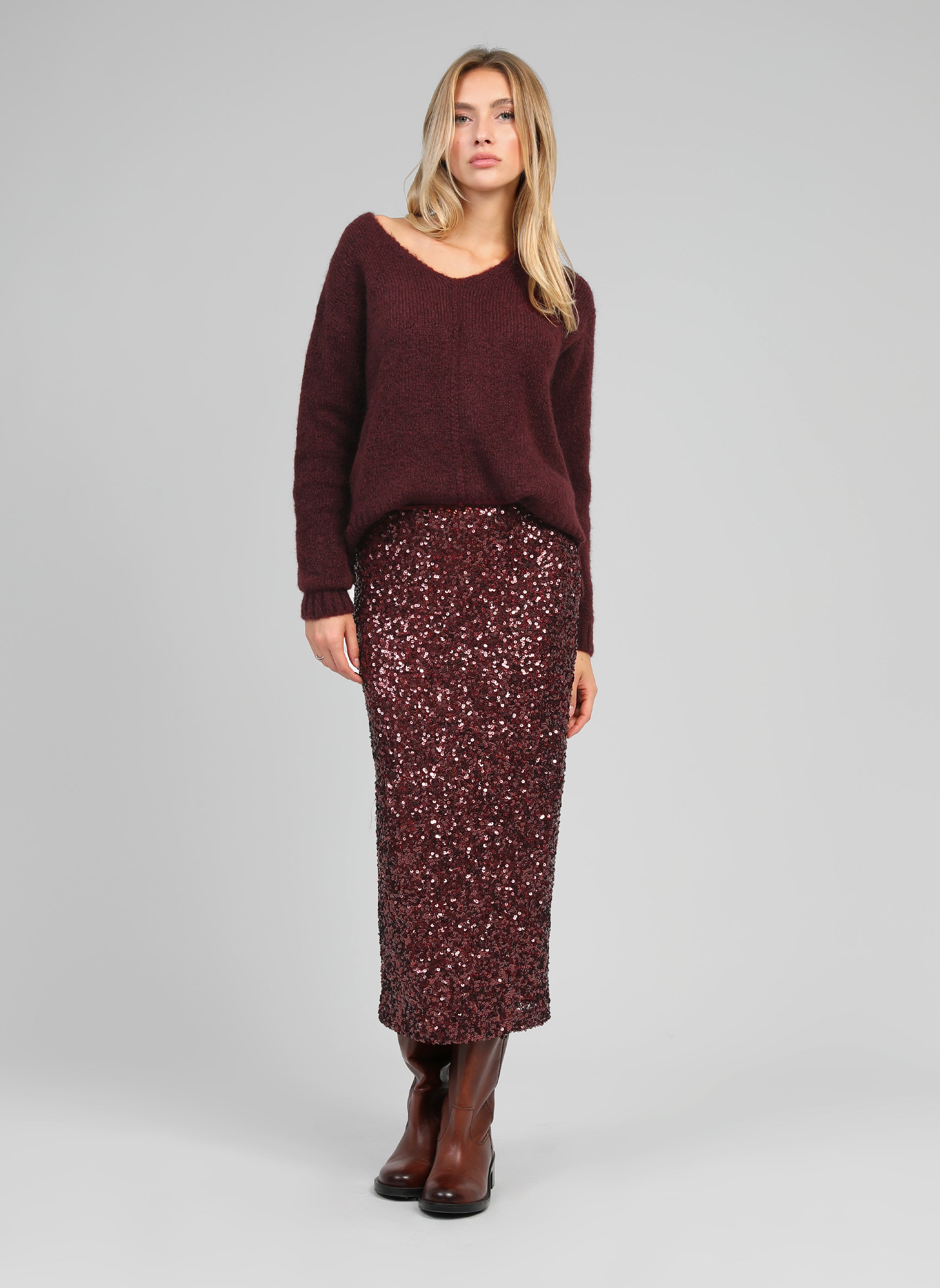 JURLY wine midi skirt