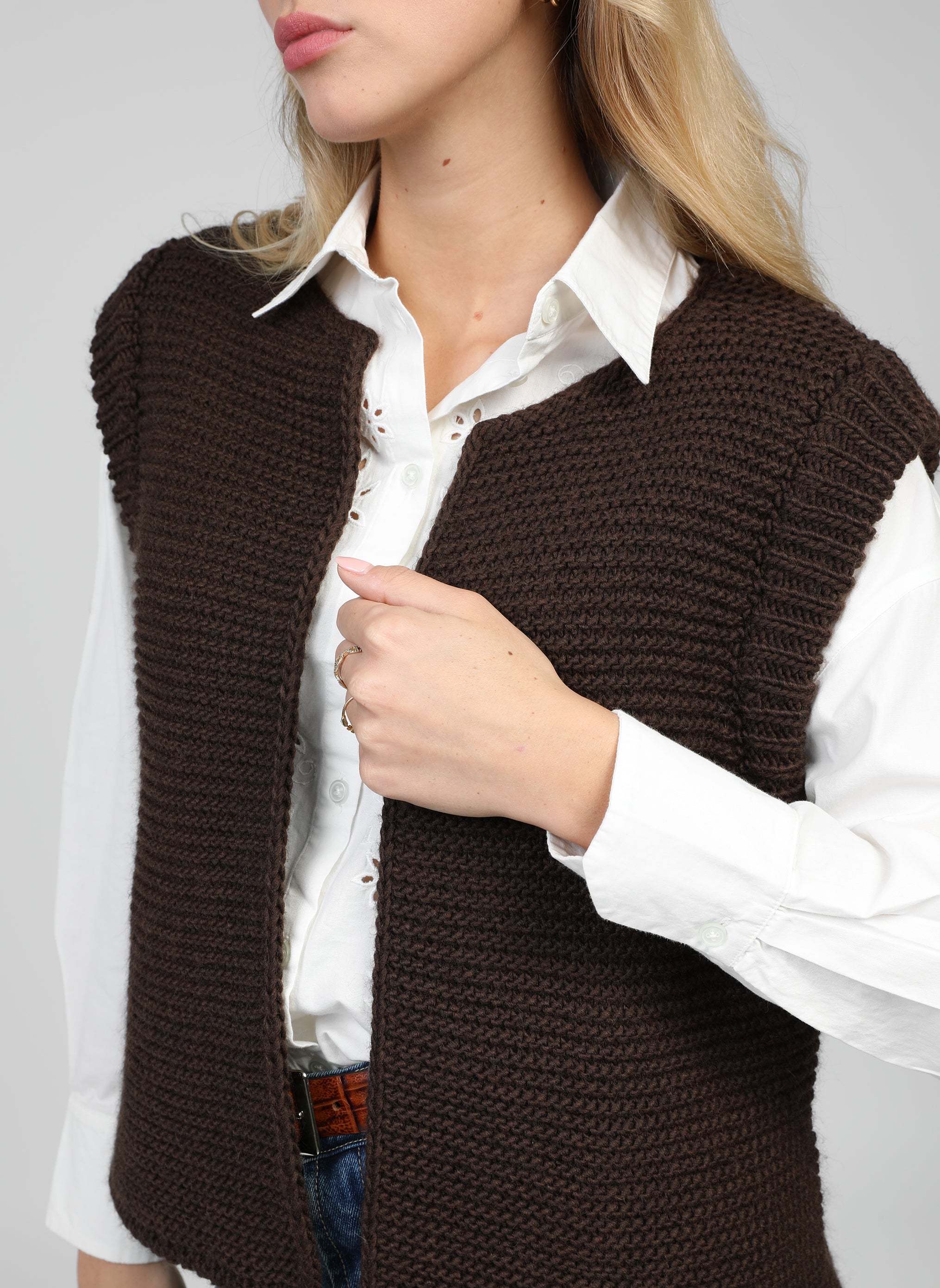 CARDIGAN SANS MANCHE LEGRINGOU chocolat