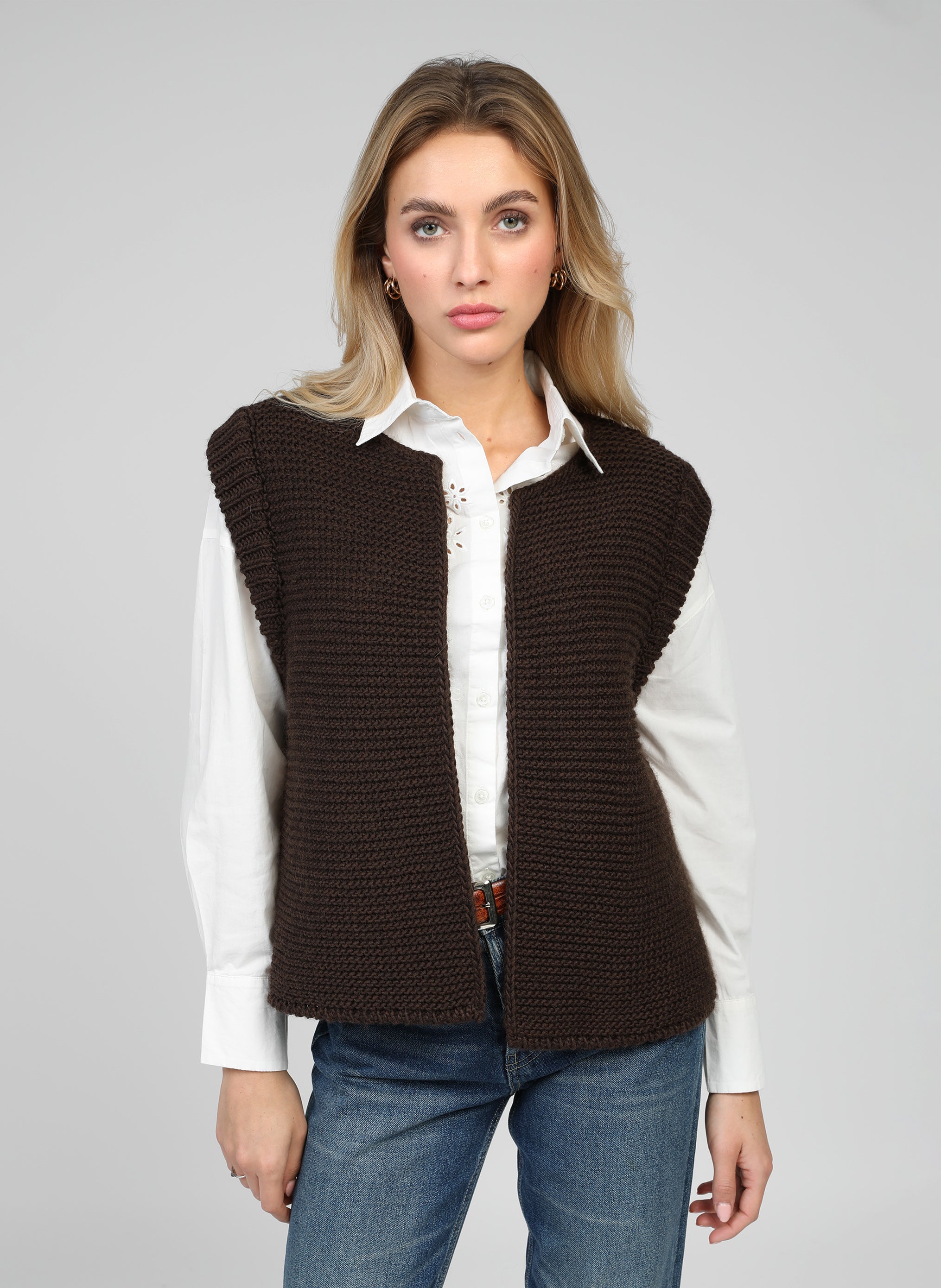 CARDIGAN SANS MANCHE LEGRINGOU chocolat