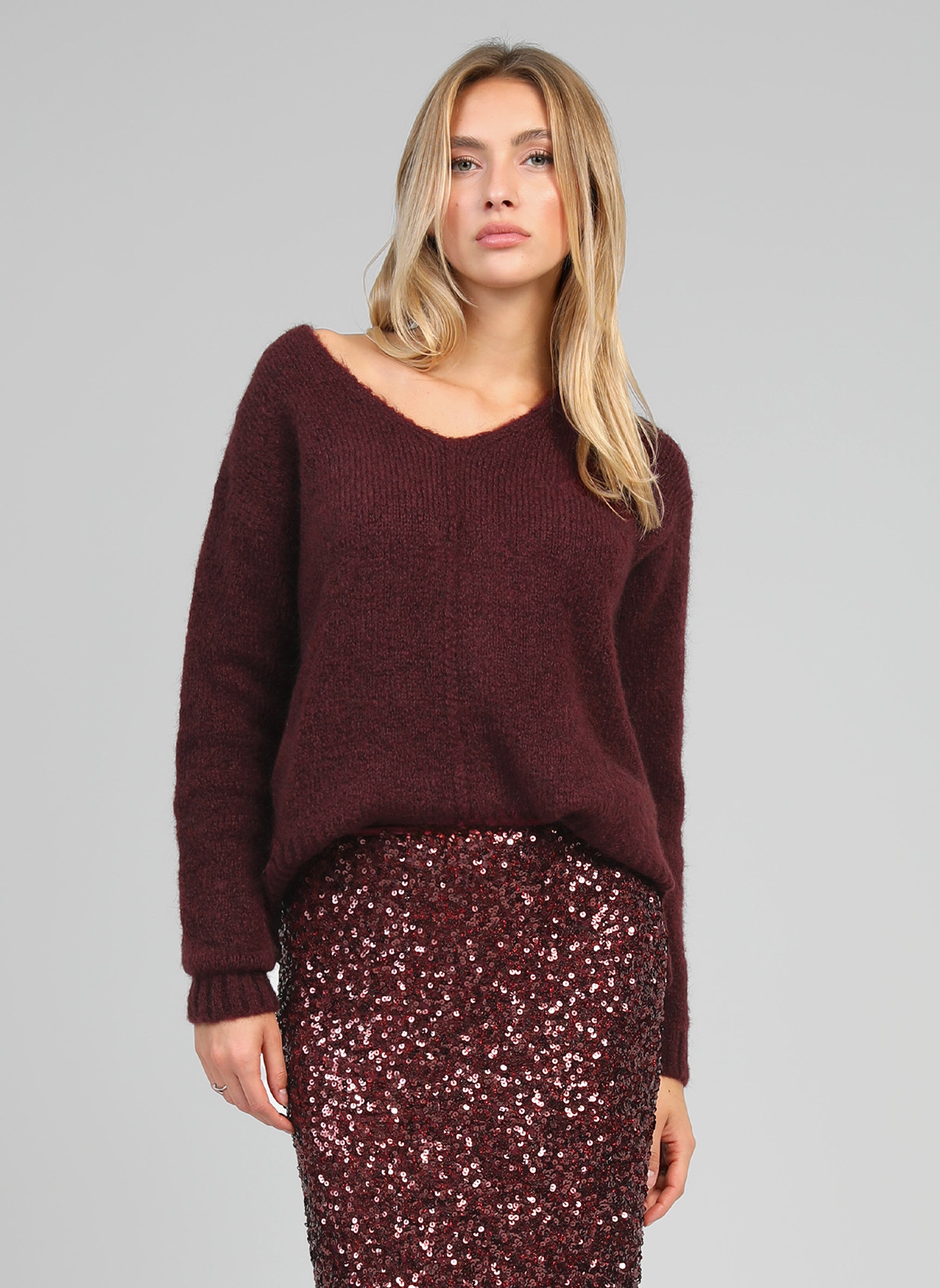 PULL LENOLI bordeaux
