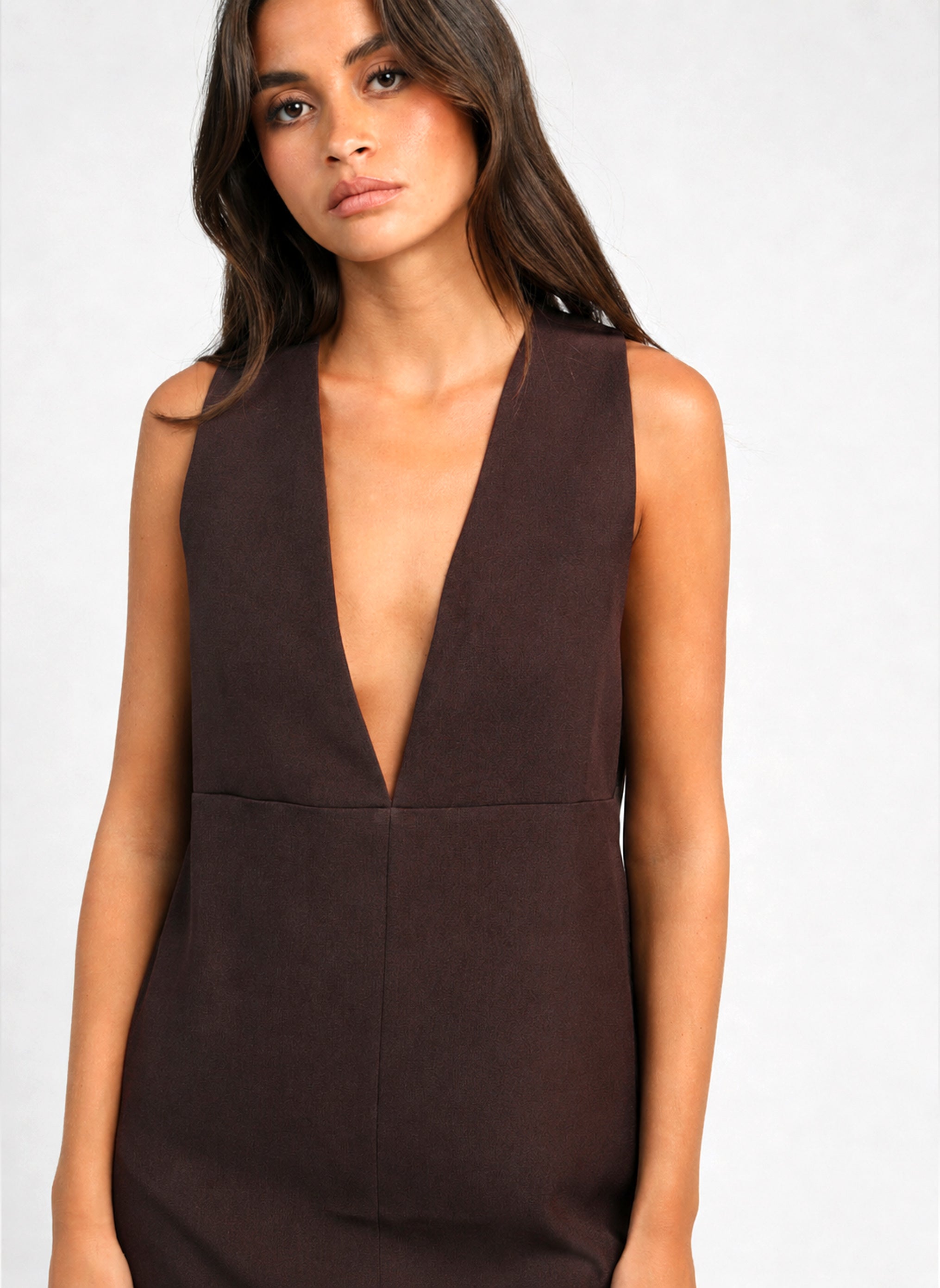 MADINA SHORT DRESS, coffee