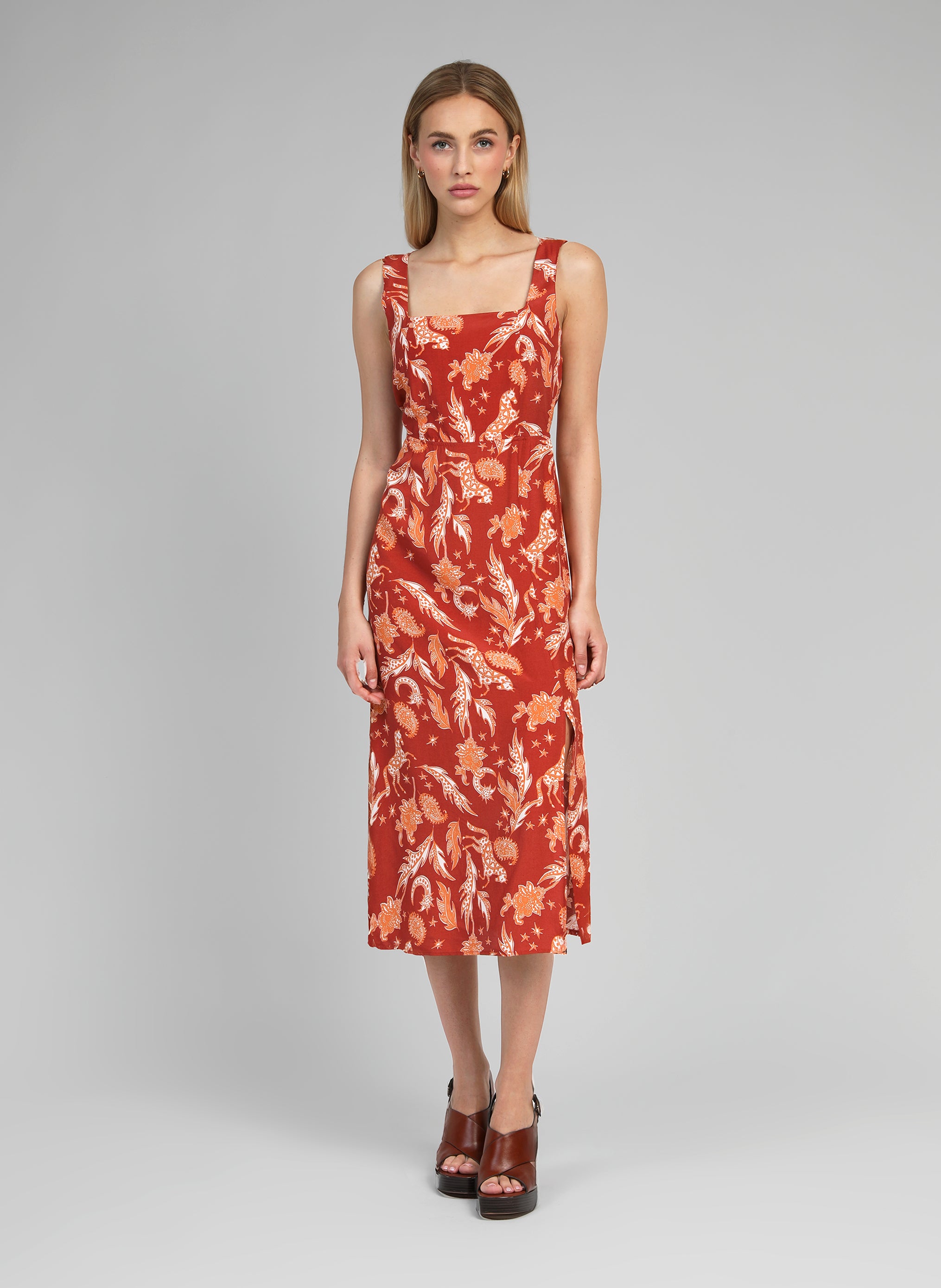 MANILY terracotta fleche MIDI DRESS