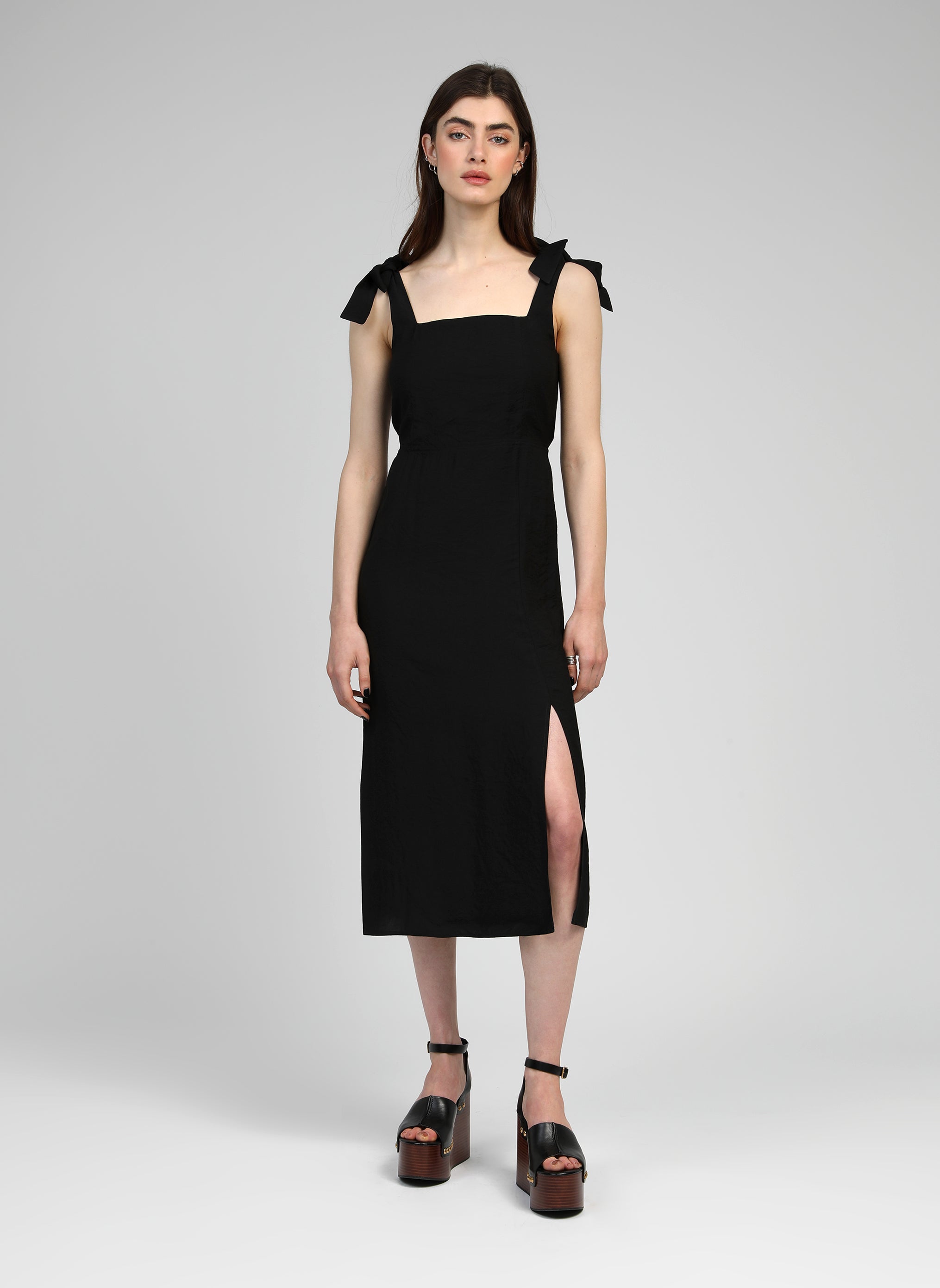 マルコPEAU DE L'ANGE ROBE MIDI MANTIA noir