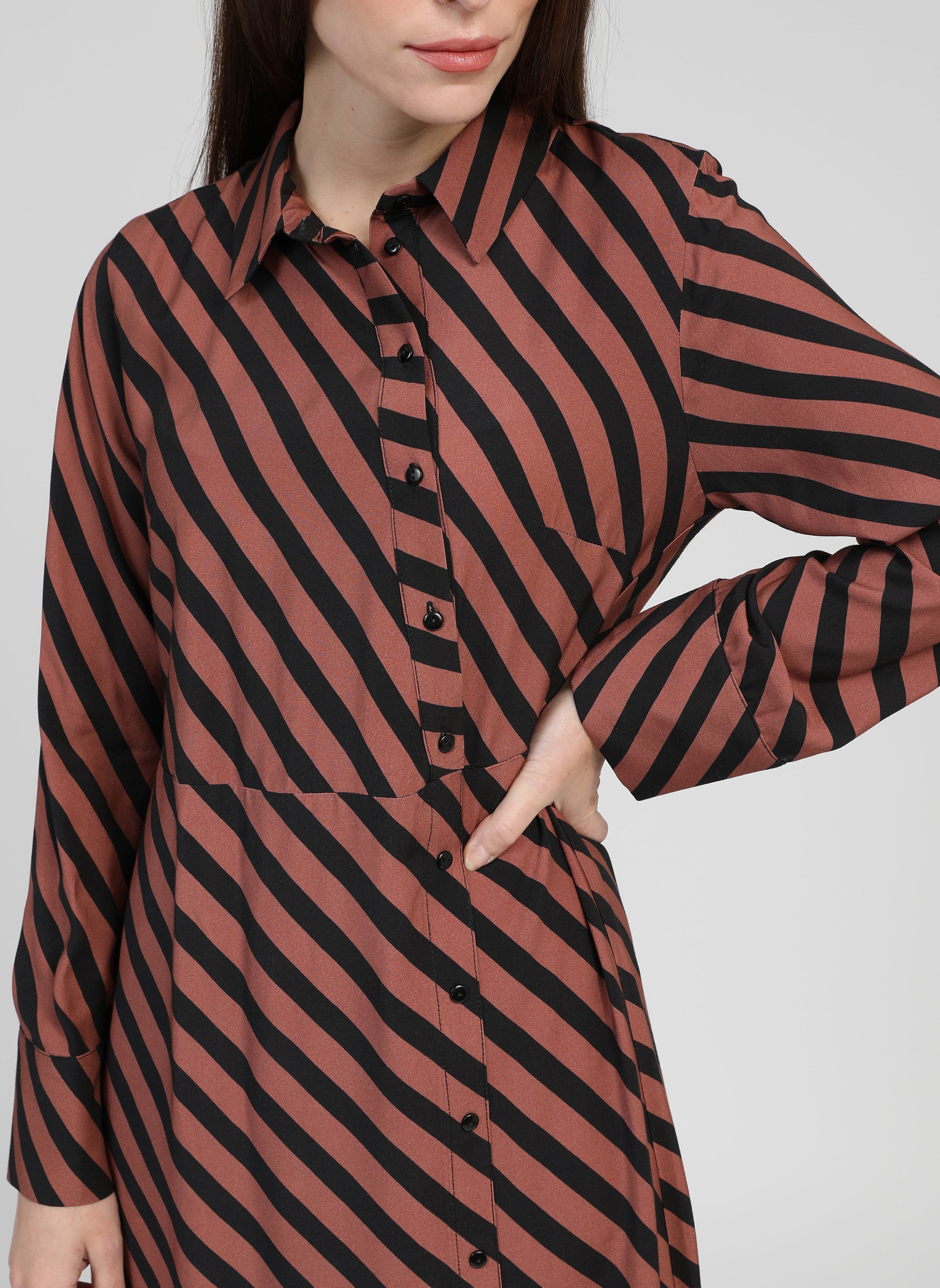 ROBE LONGUE MATARA stipe chocolat