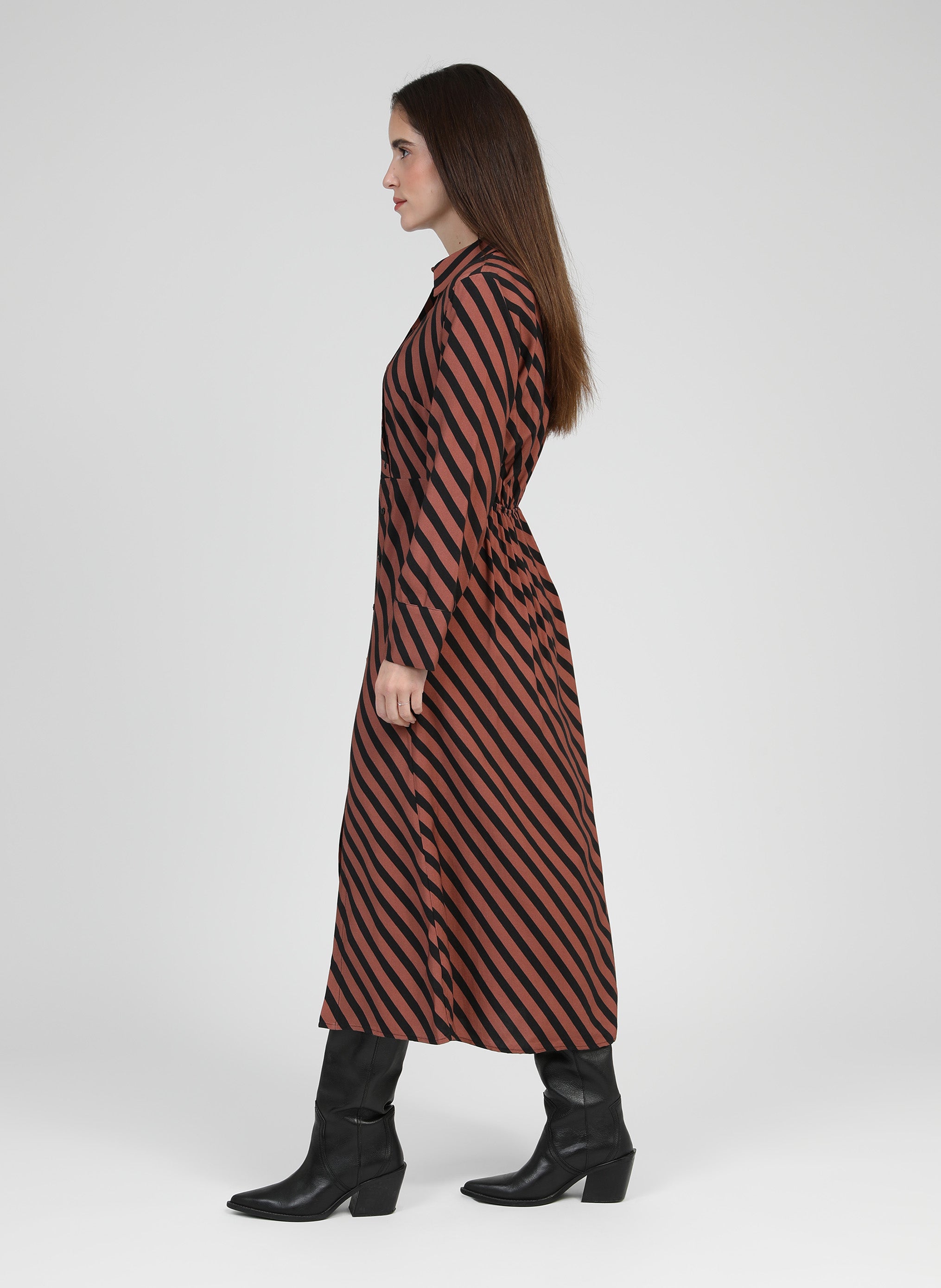 ROBE LONGUE MATARA stipe chocolat