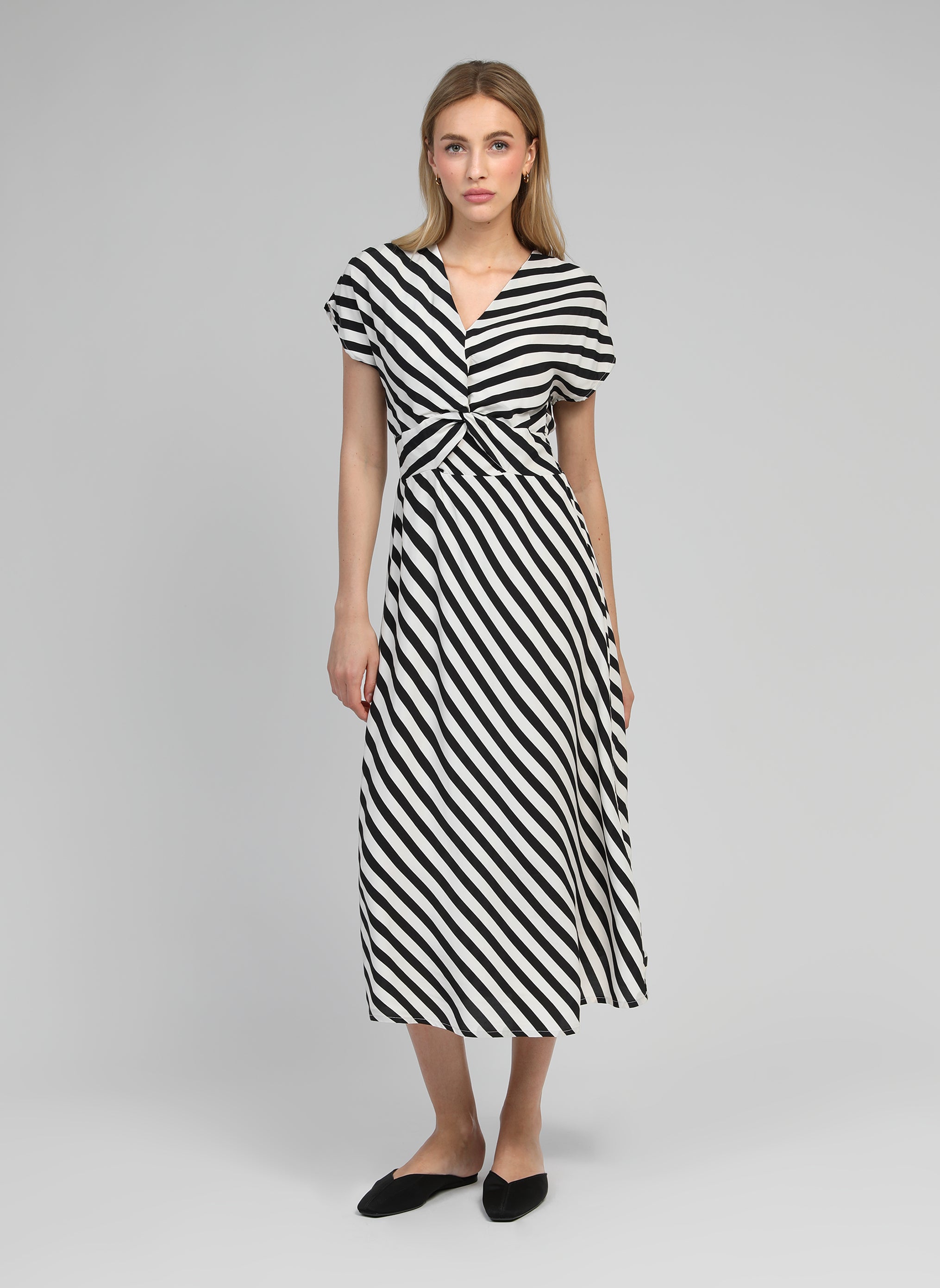 ROBE MIDI MATIA stipe noir