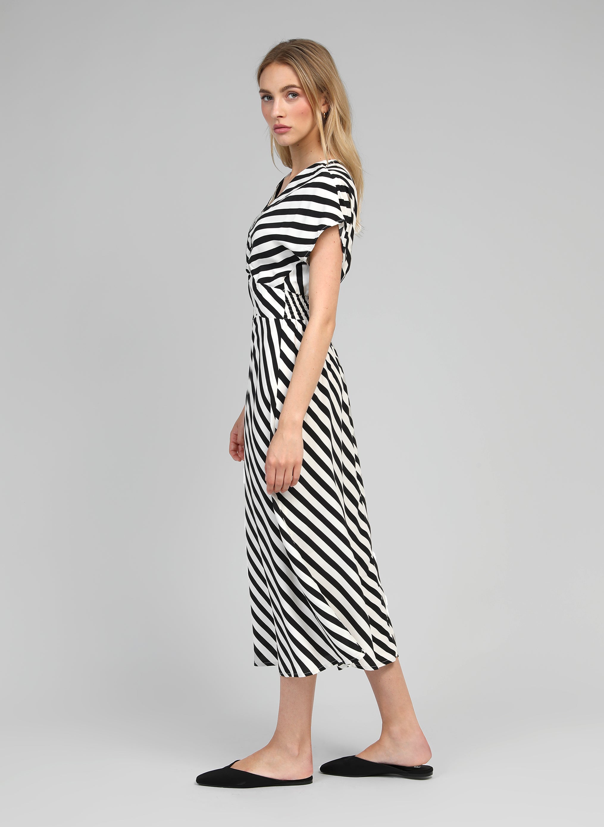 ROBE MIDI MATIA stipe noir