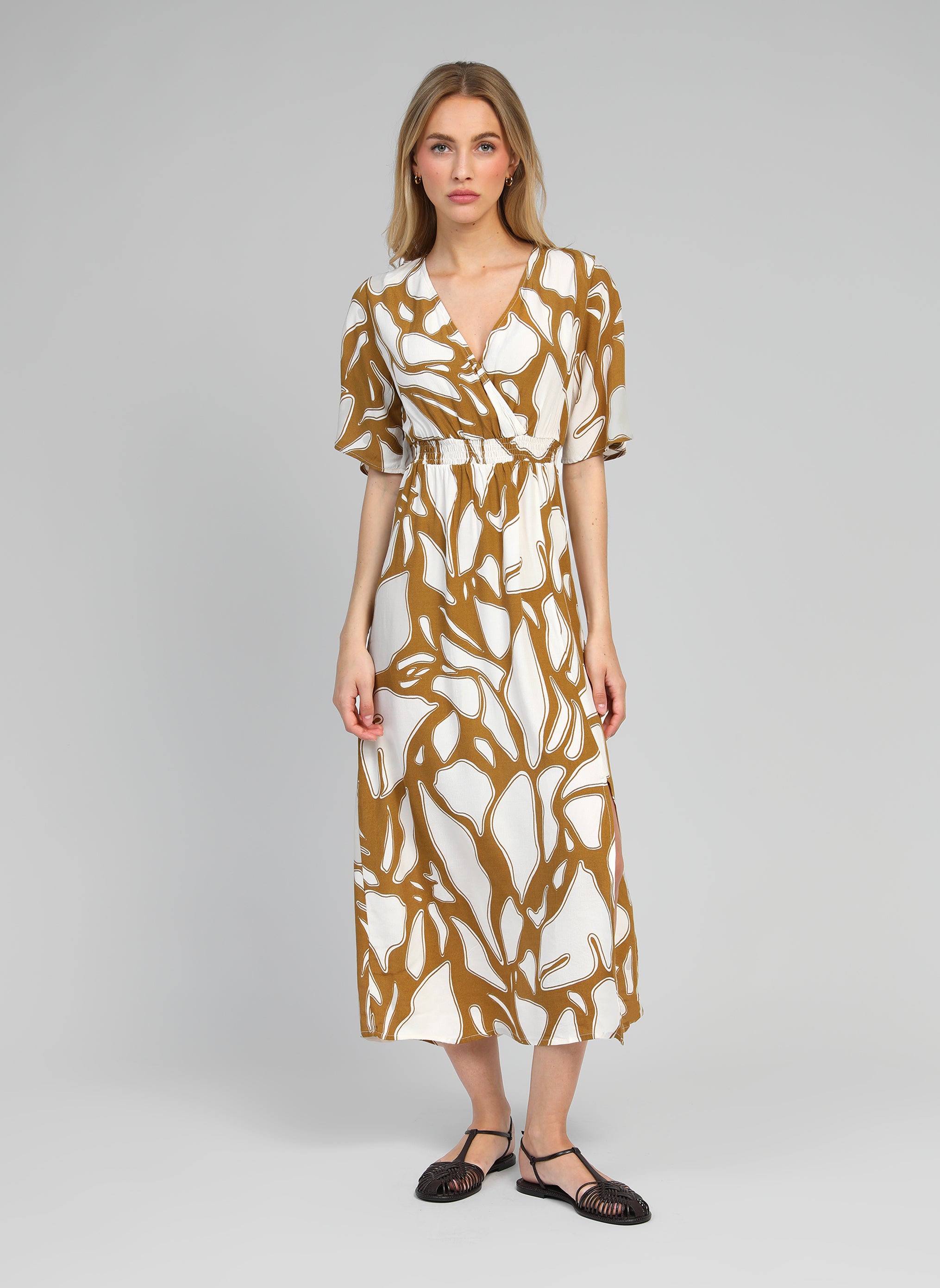 VESTIDO LARGO MESUNA oliva llama