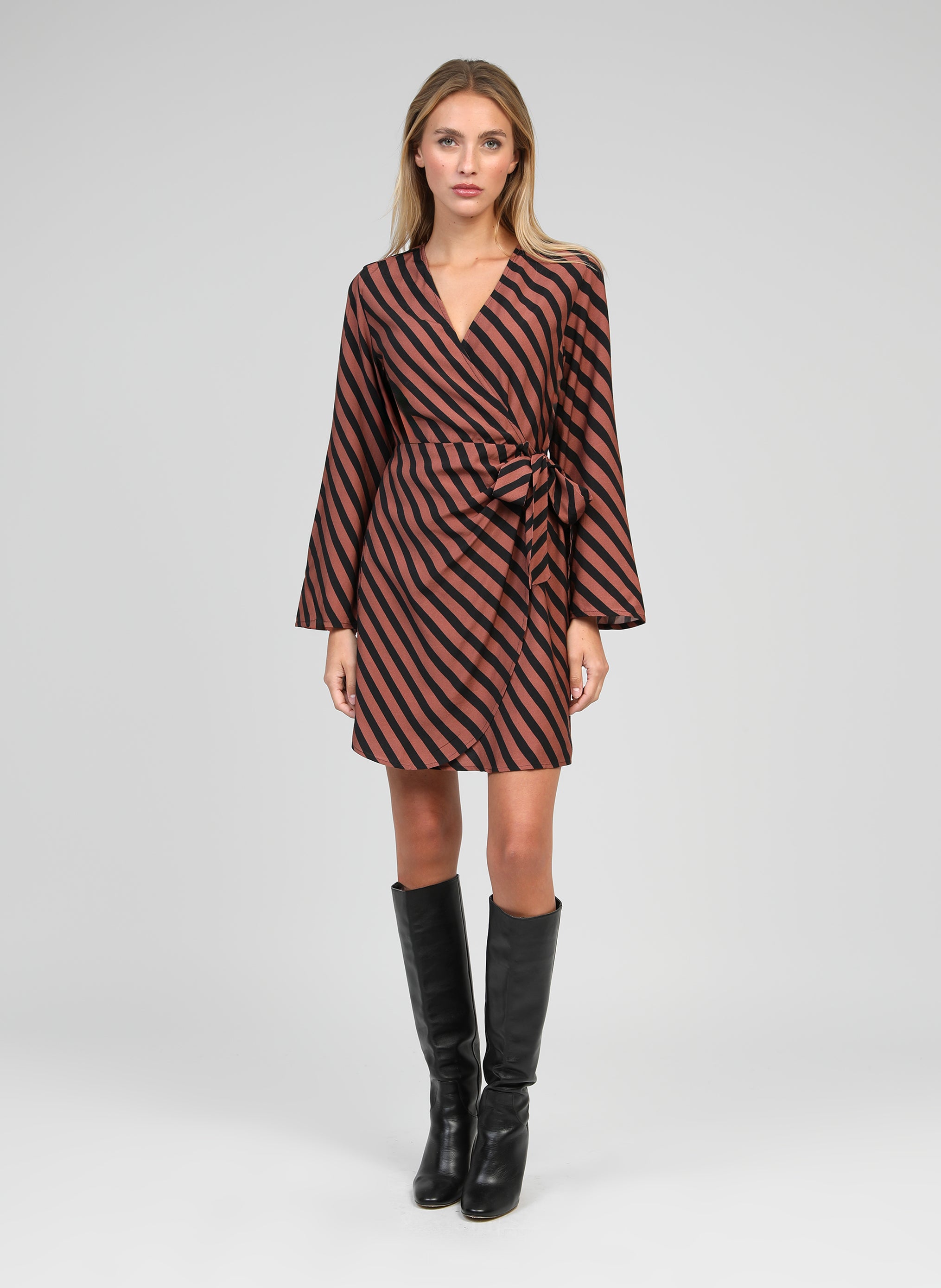 ROBE COURTE METALY stipe chocolat