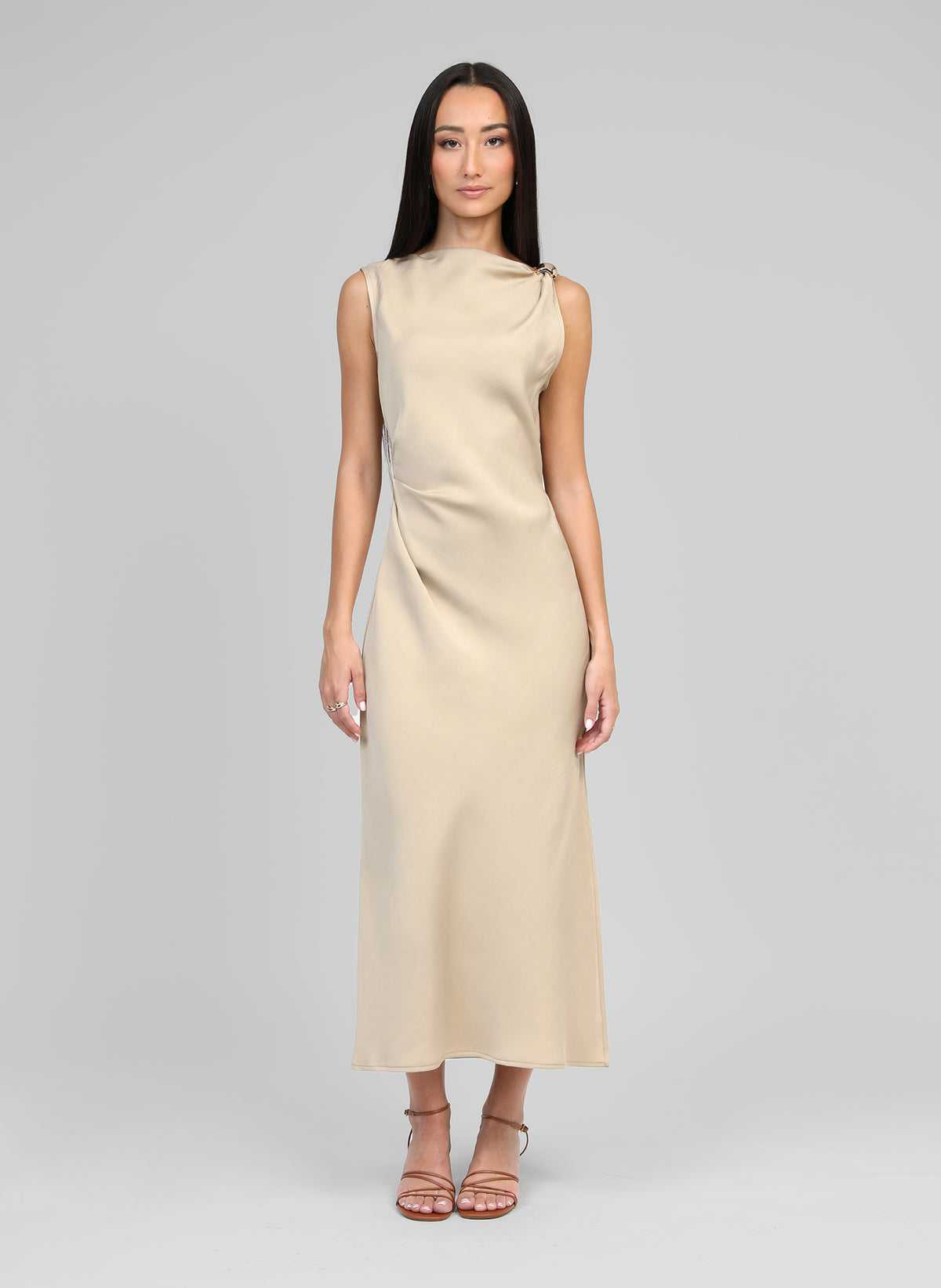 MIRKA beige MIDI DRESS