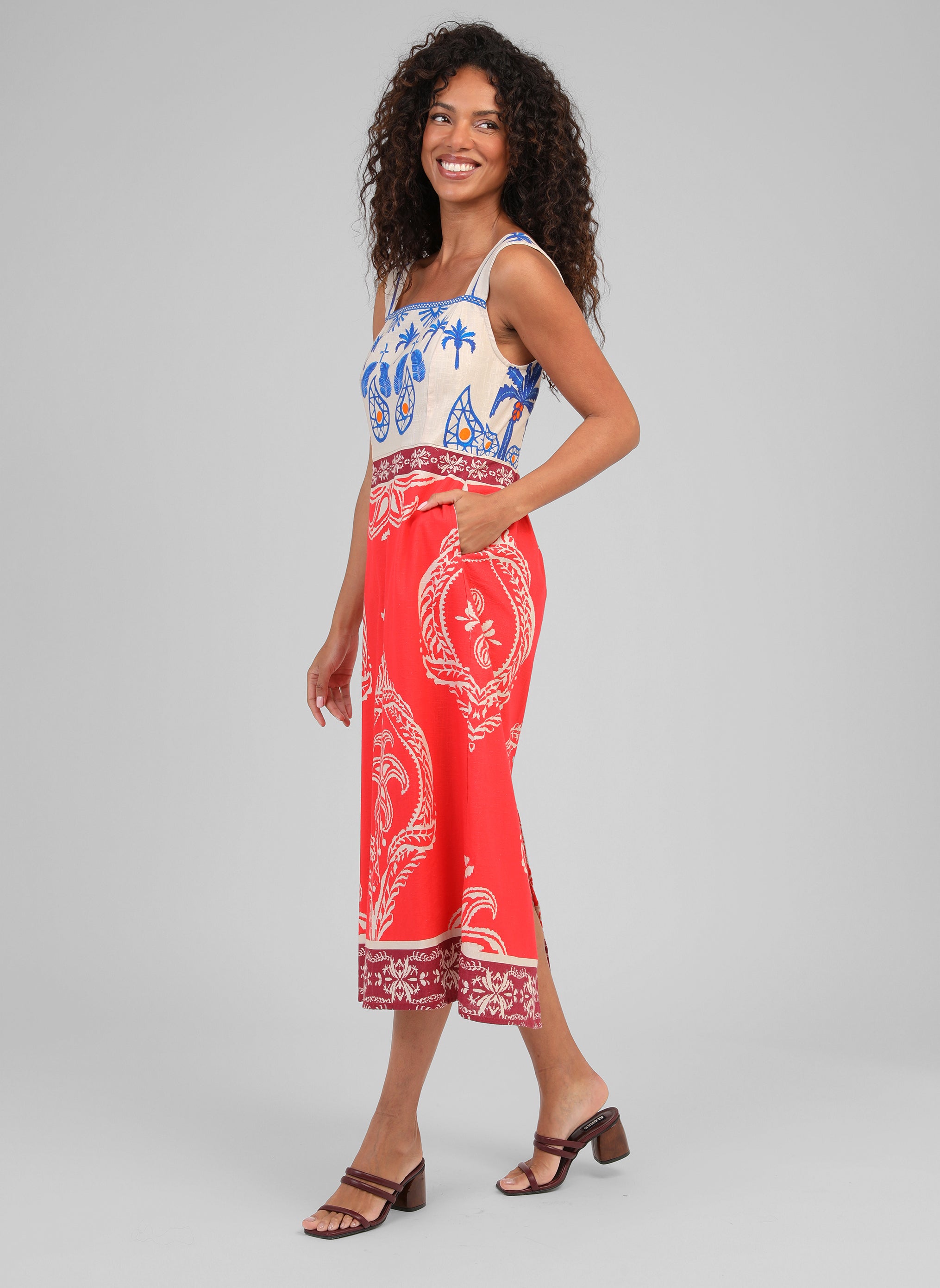 ROBE MIDI OLENIE tivoli rouge