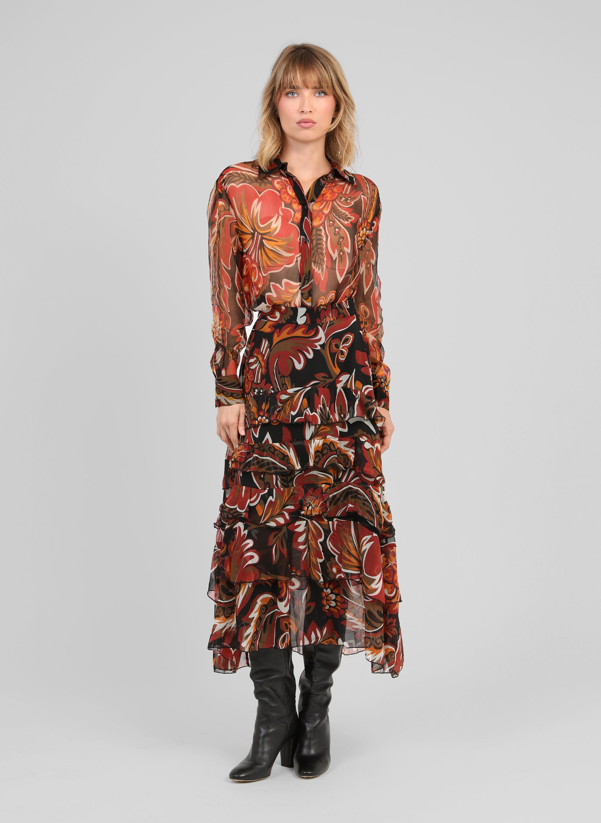 JUPE LONGUE RASHELYNA tosca noir