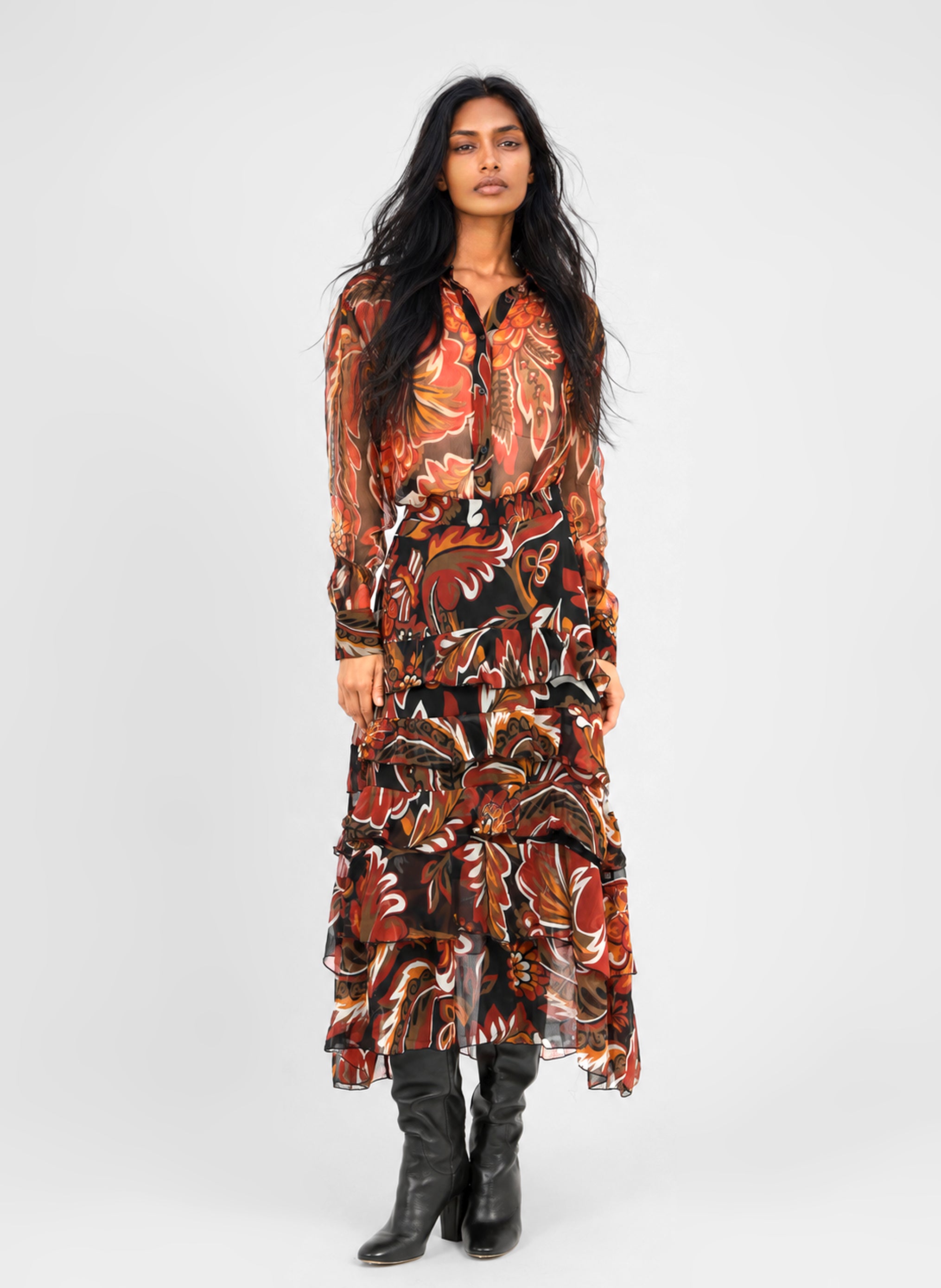 JUPE LONGUE RASHELYNA tosca noir