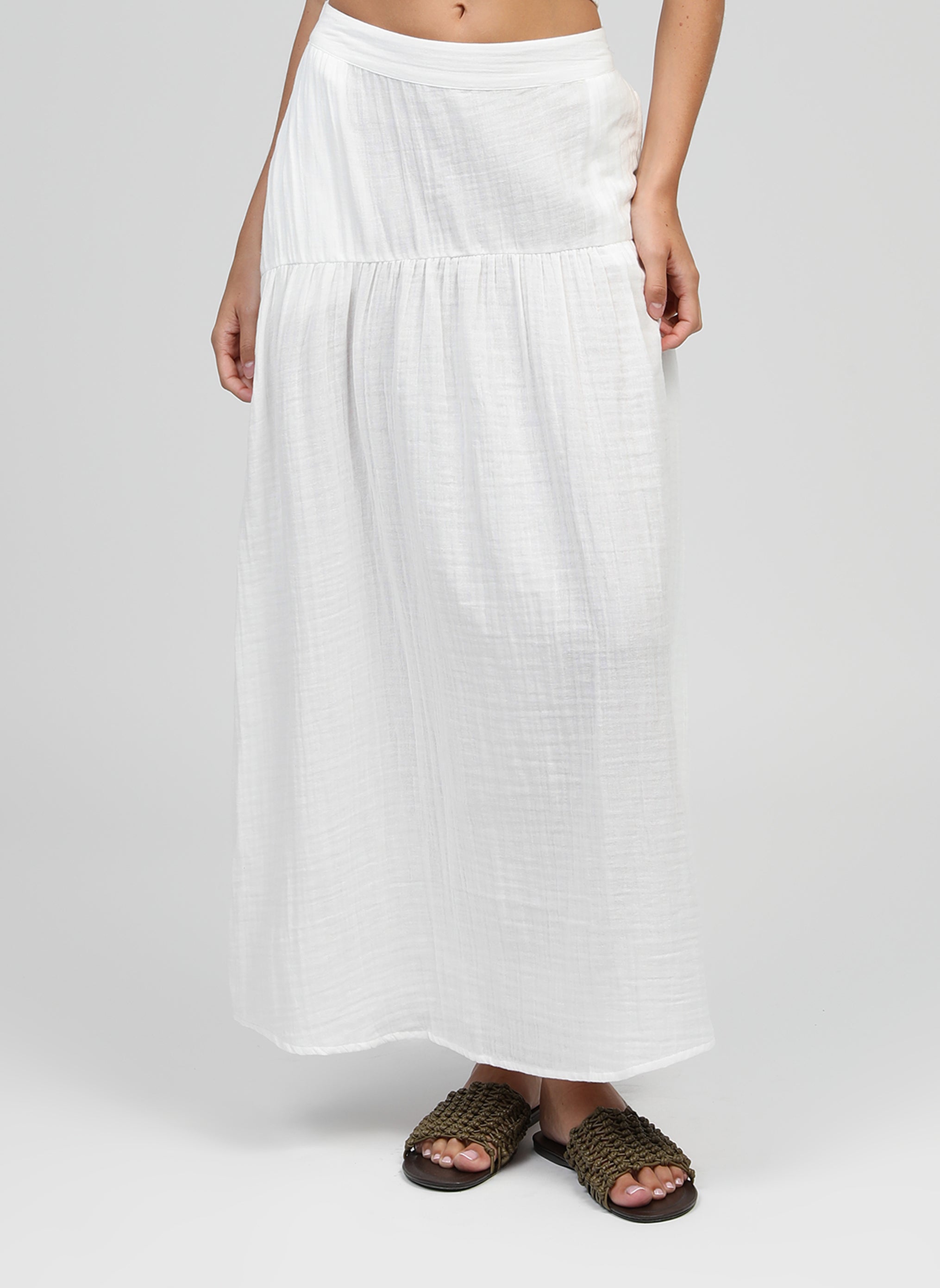 JUPE MIDI RITHA blanc cassé