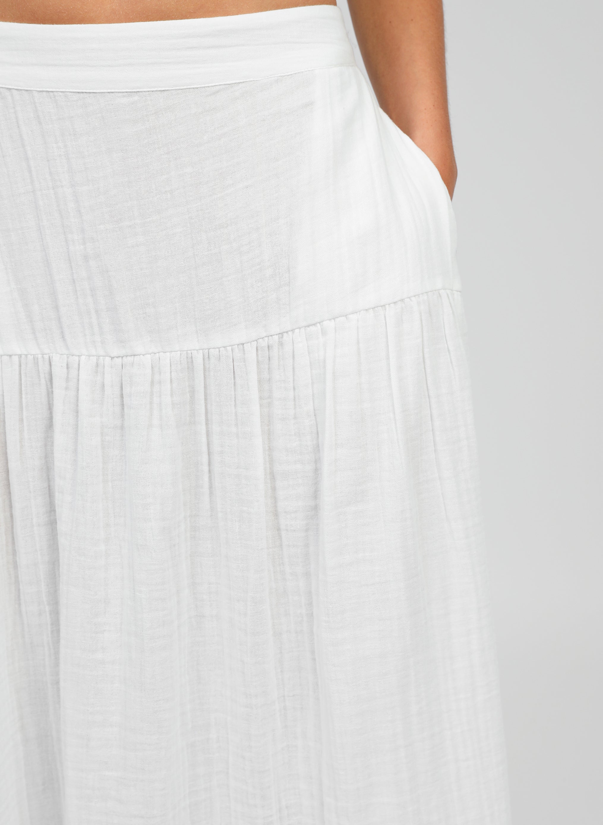 JUPE MIDI RITHA blanc cassé