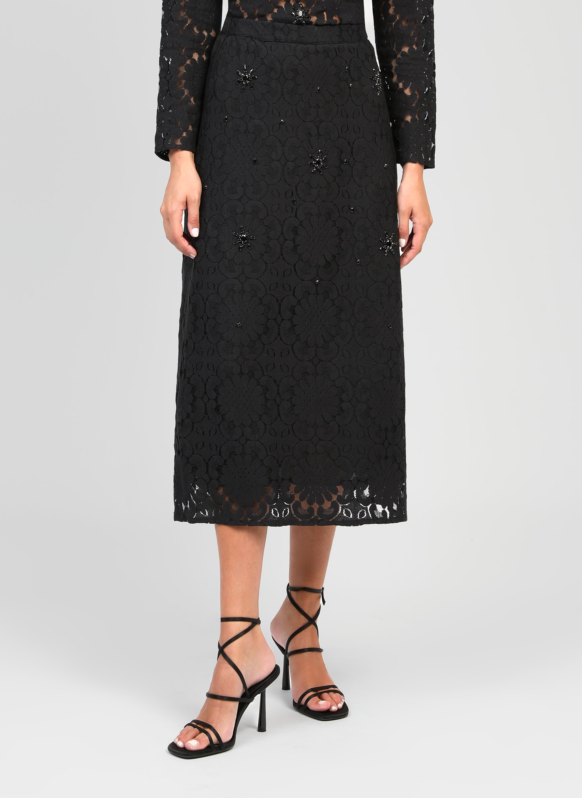 JUPE MIDI ROSALE noir