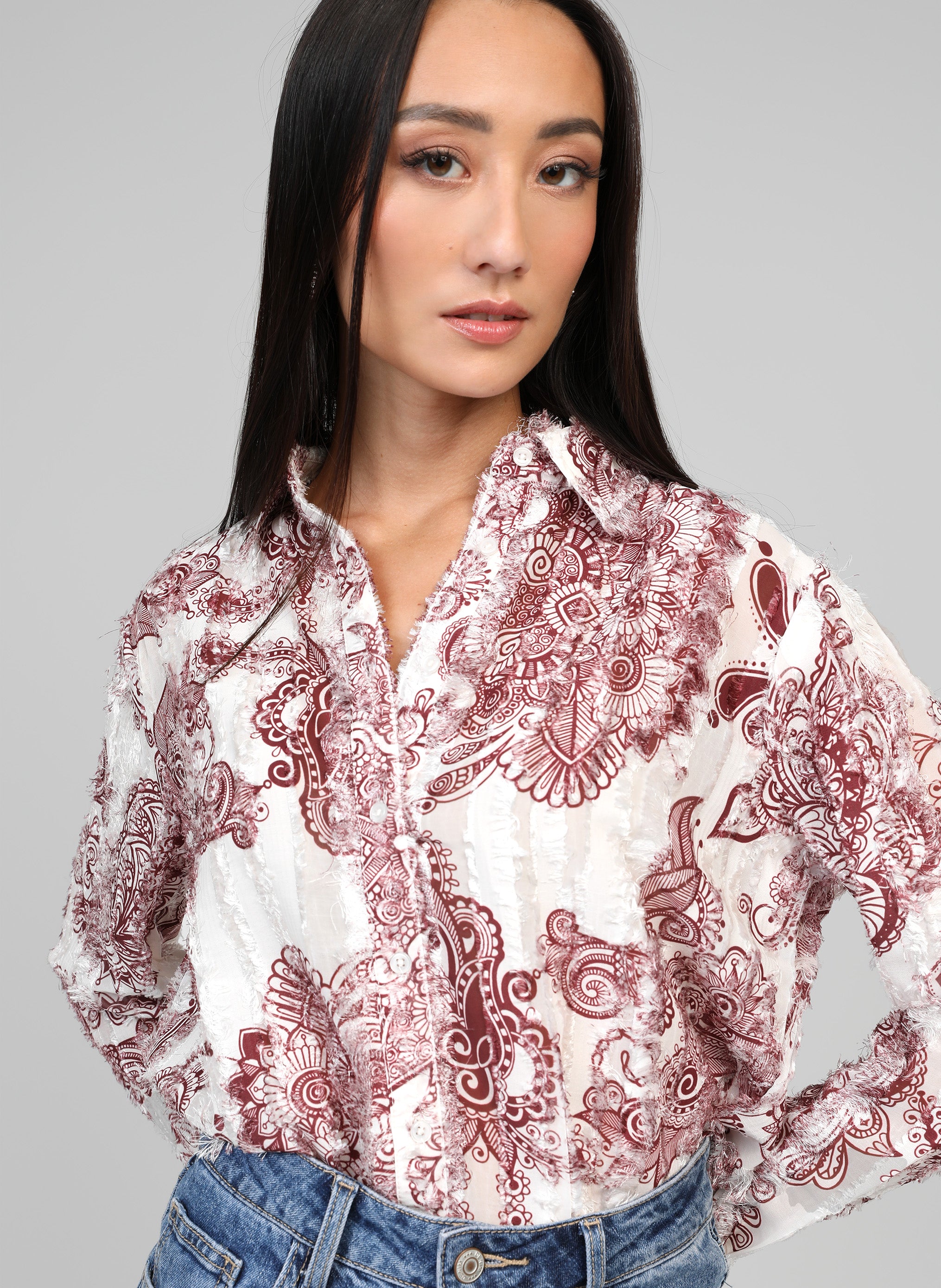 SOPHINA jakala burgundy SHIRT