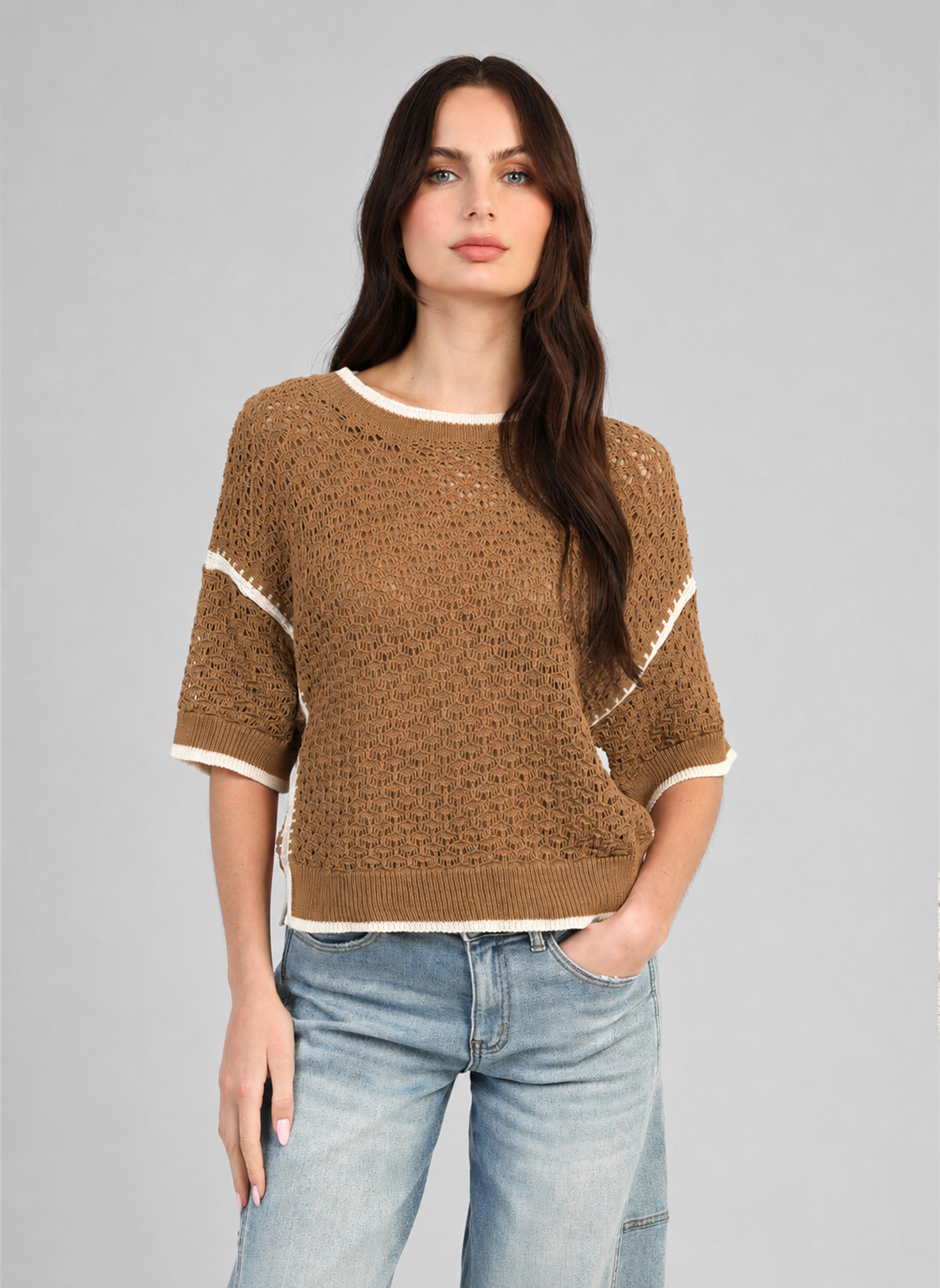 VALMIE Suede Sweater