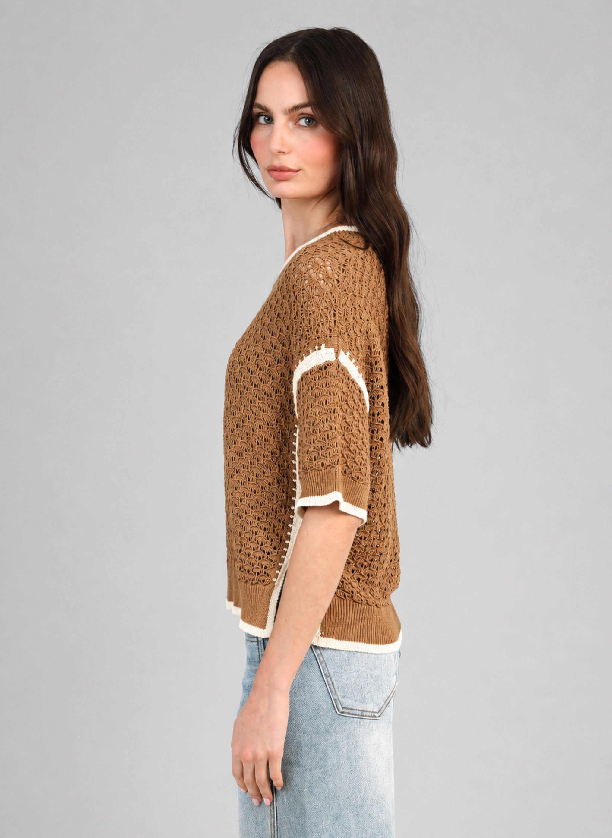 VALMIE Suede Sweater