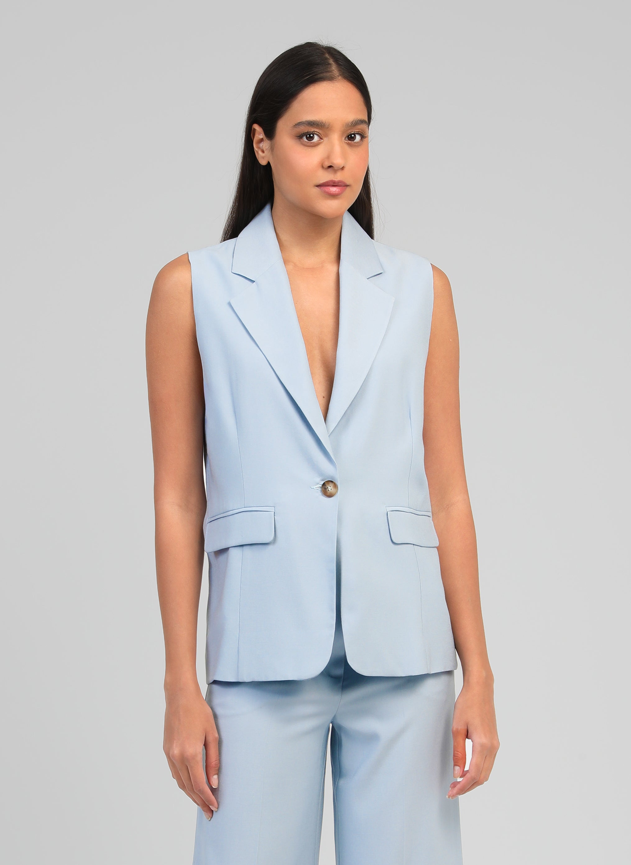 ZAKARITA SLEEVELESS JACKET, sky blue
