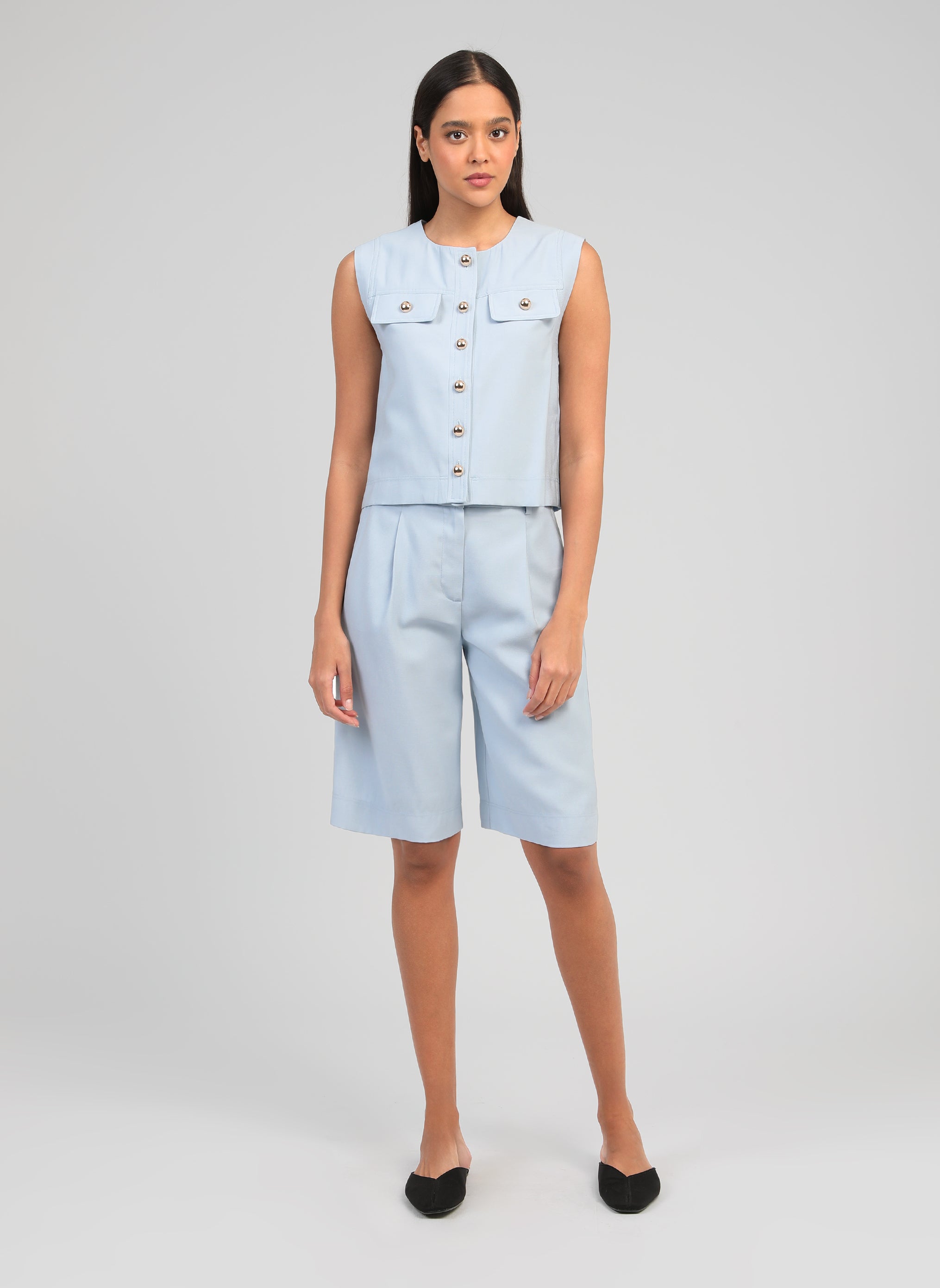 VESTE SANS MANCHES ZELIA ciel