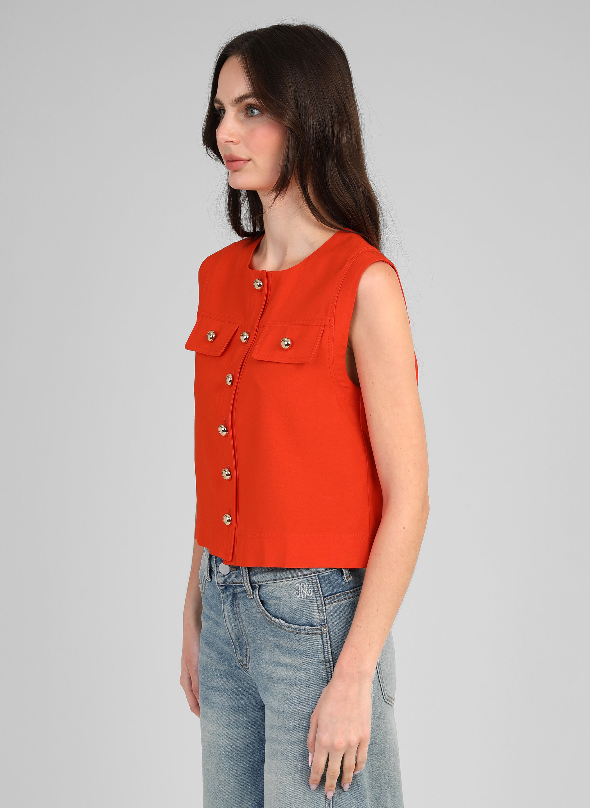 VESTE SANS MANCHES ZELIA piment