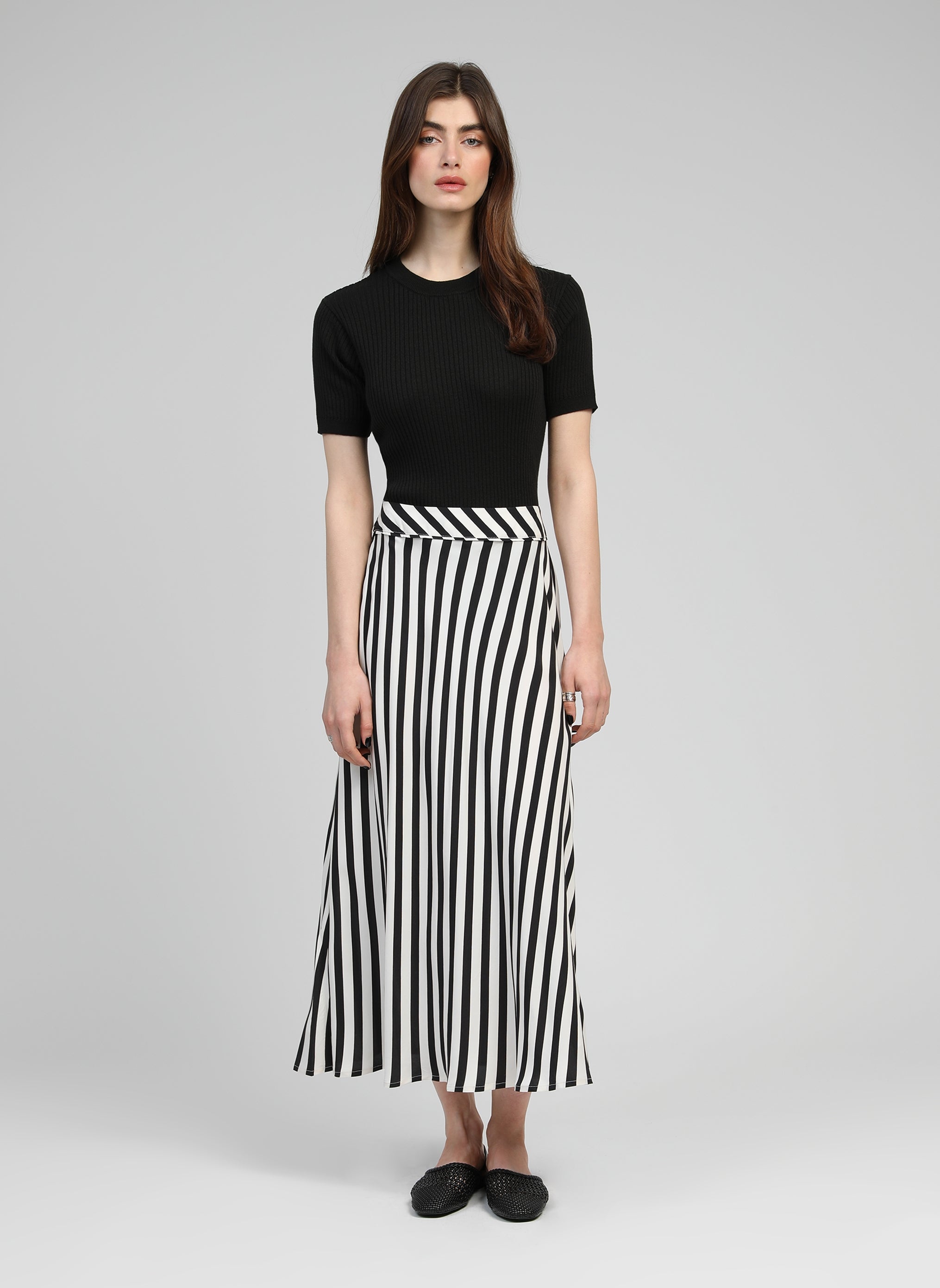 Jupe Mi-longue Taille Élastique Noir Abaca Femme - 2655971-noir00