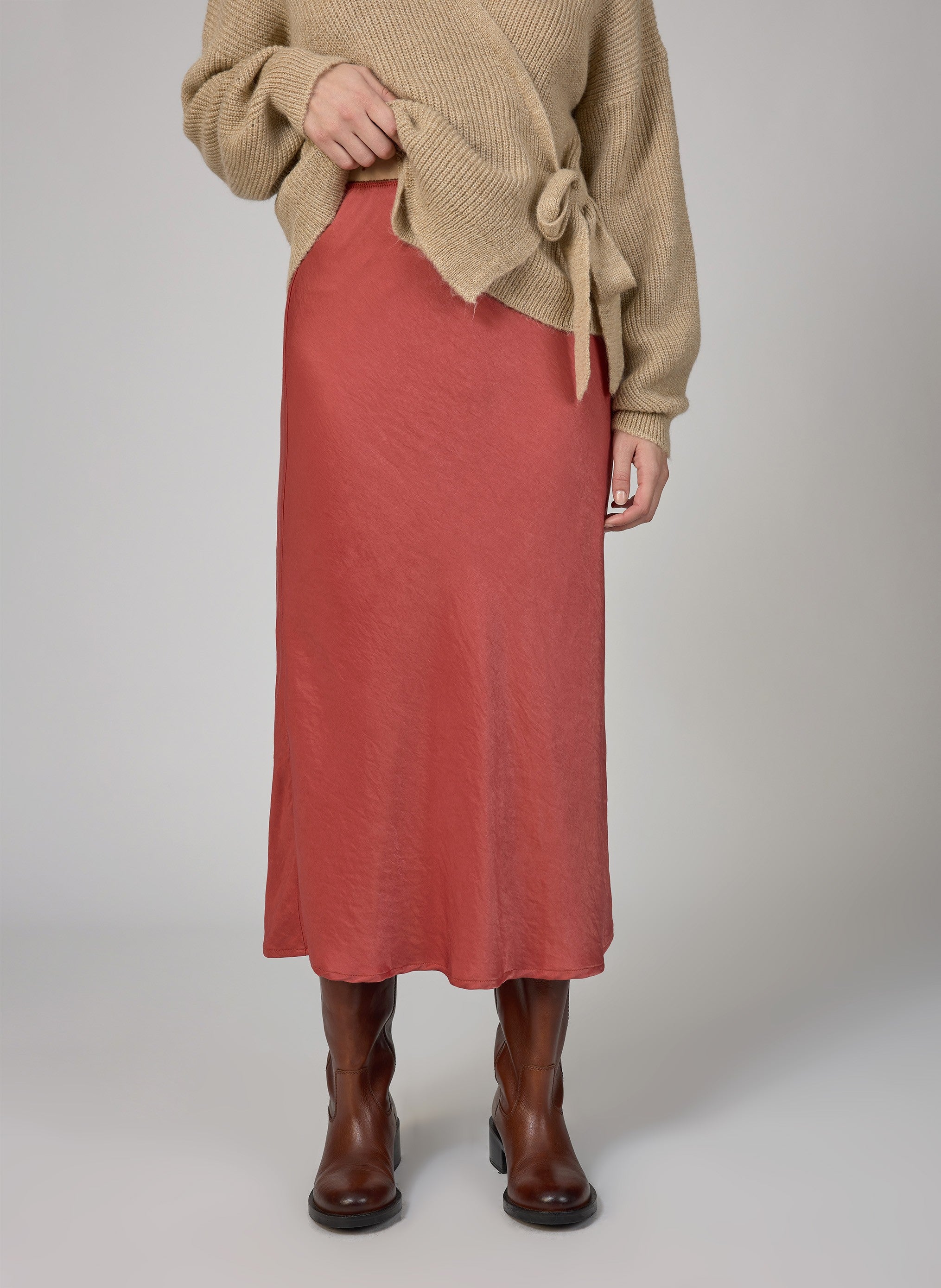 JUPE MIDI GALVINA corail