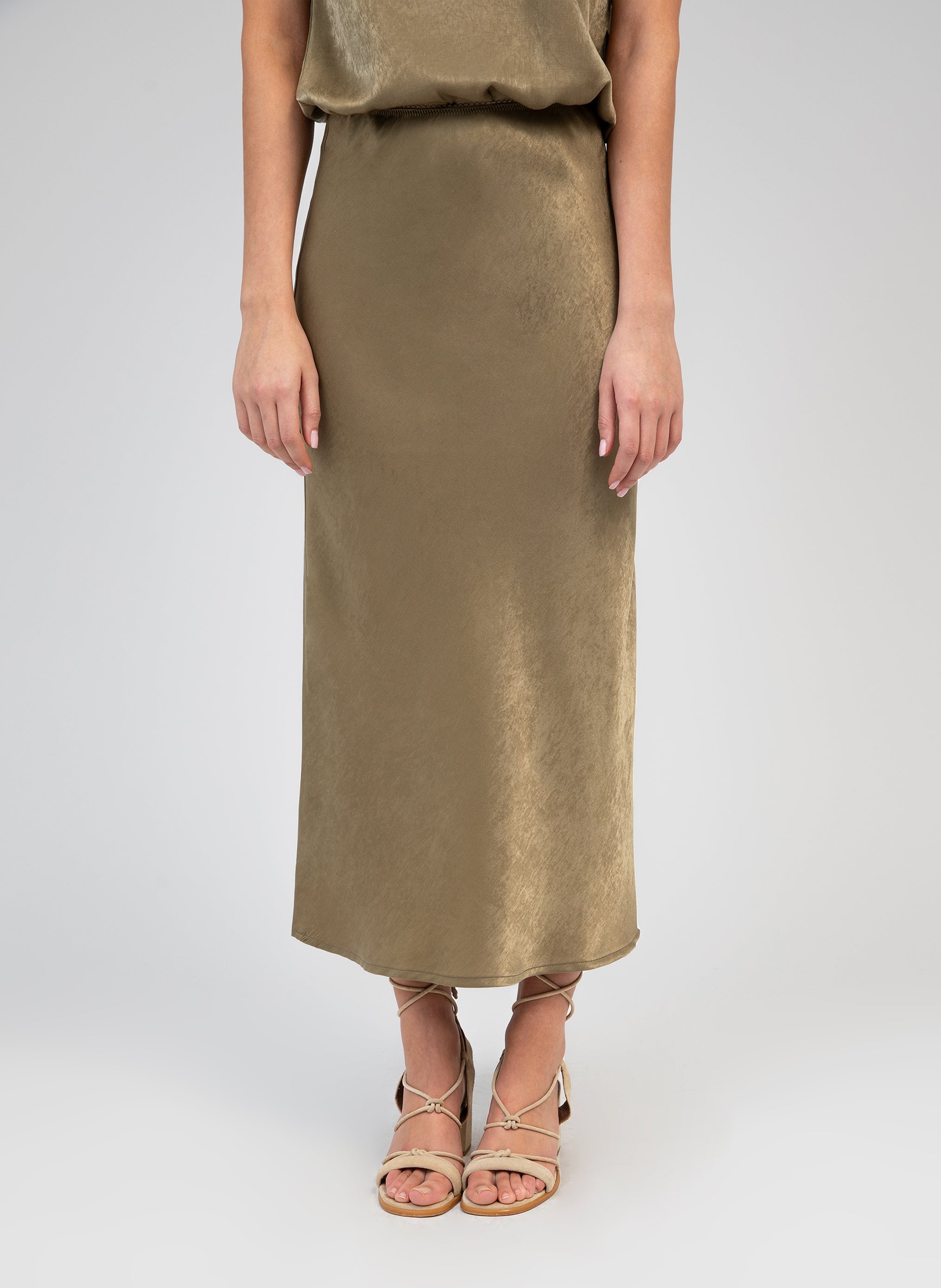 GALVINE MIDI SKIRT caqui