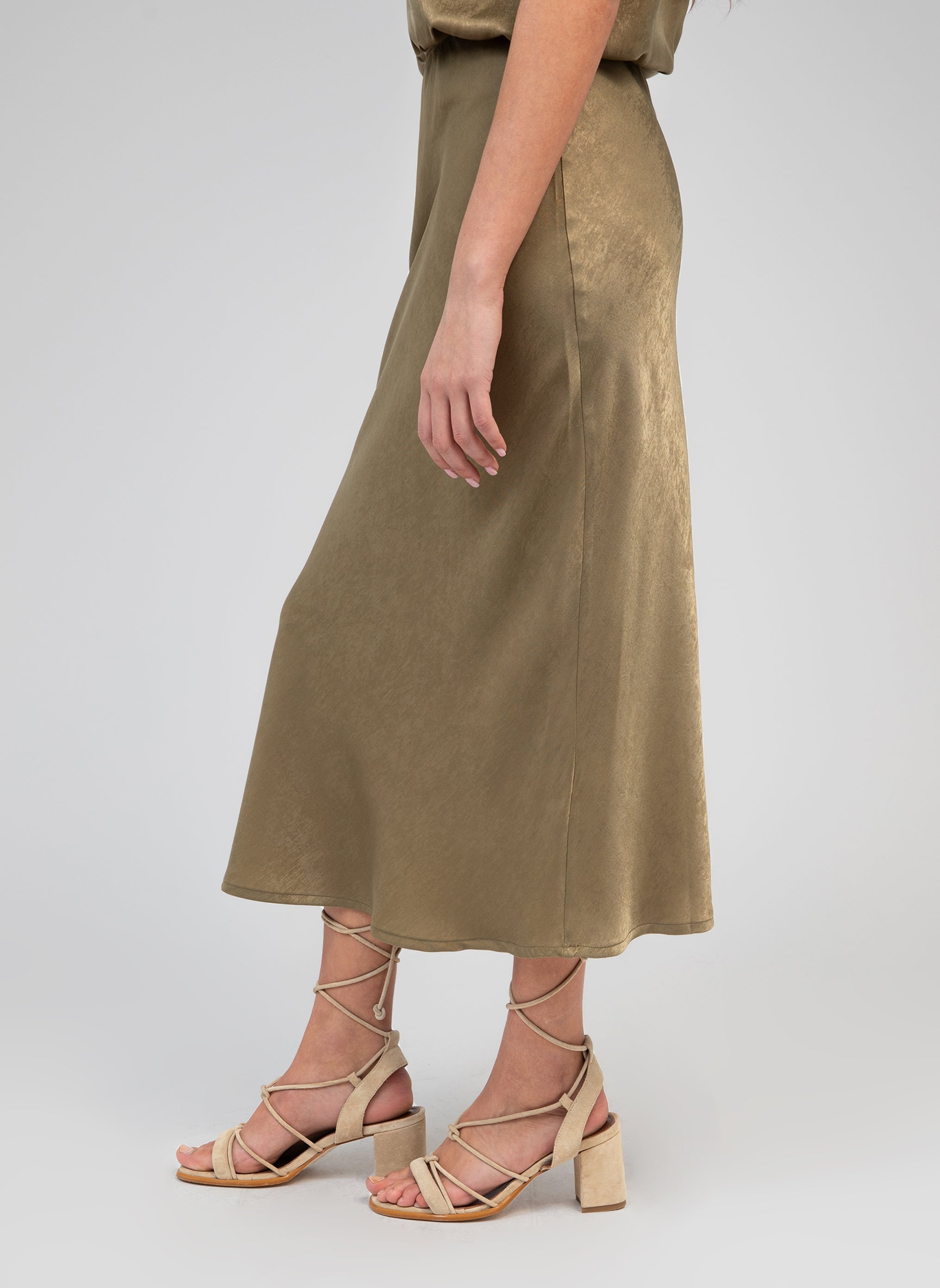 GALVINE MIDI SKIRT caqui