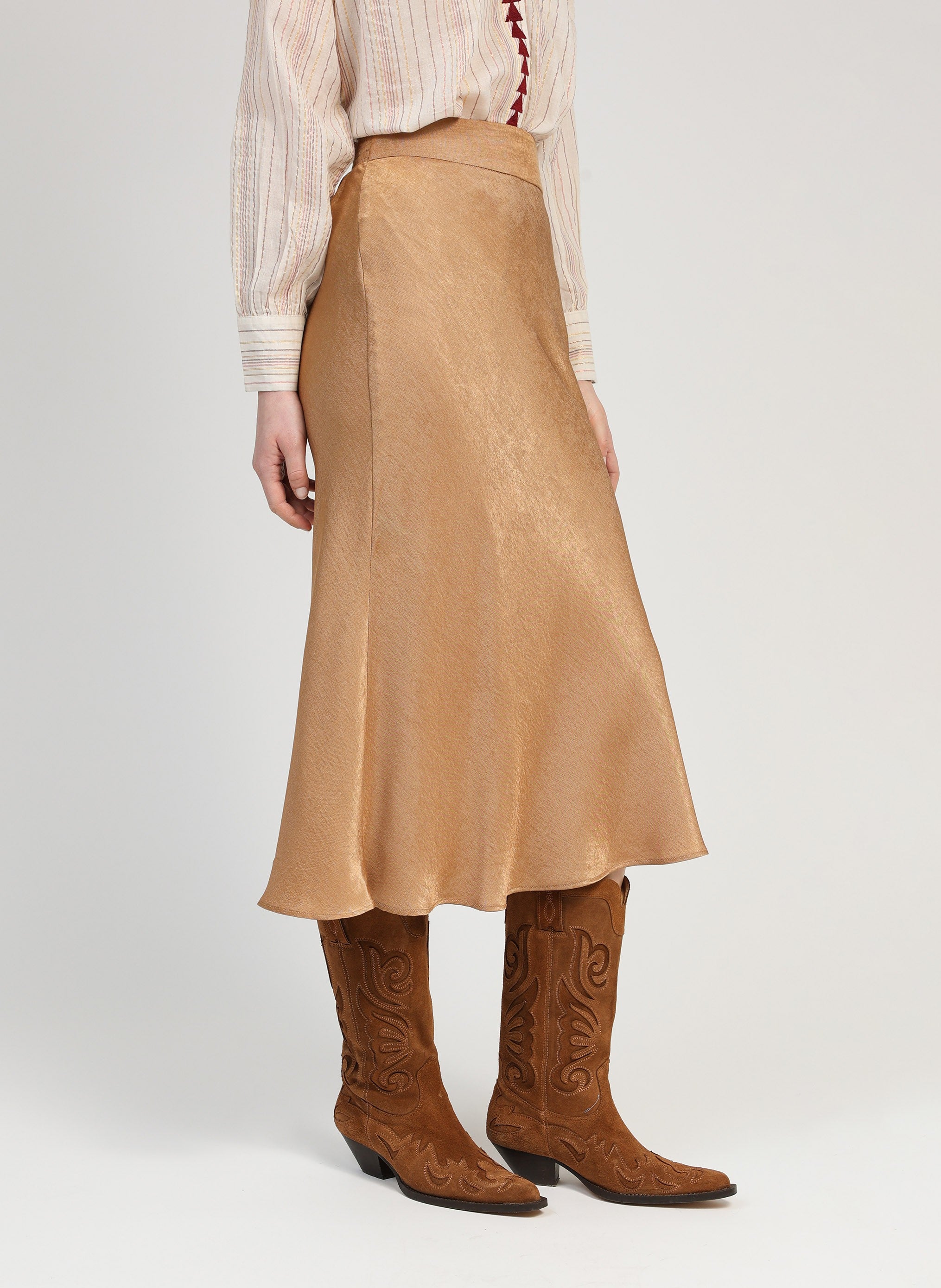 JUPE MIDI GANDIA camel