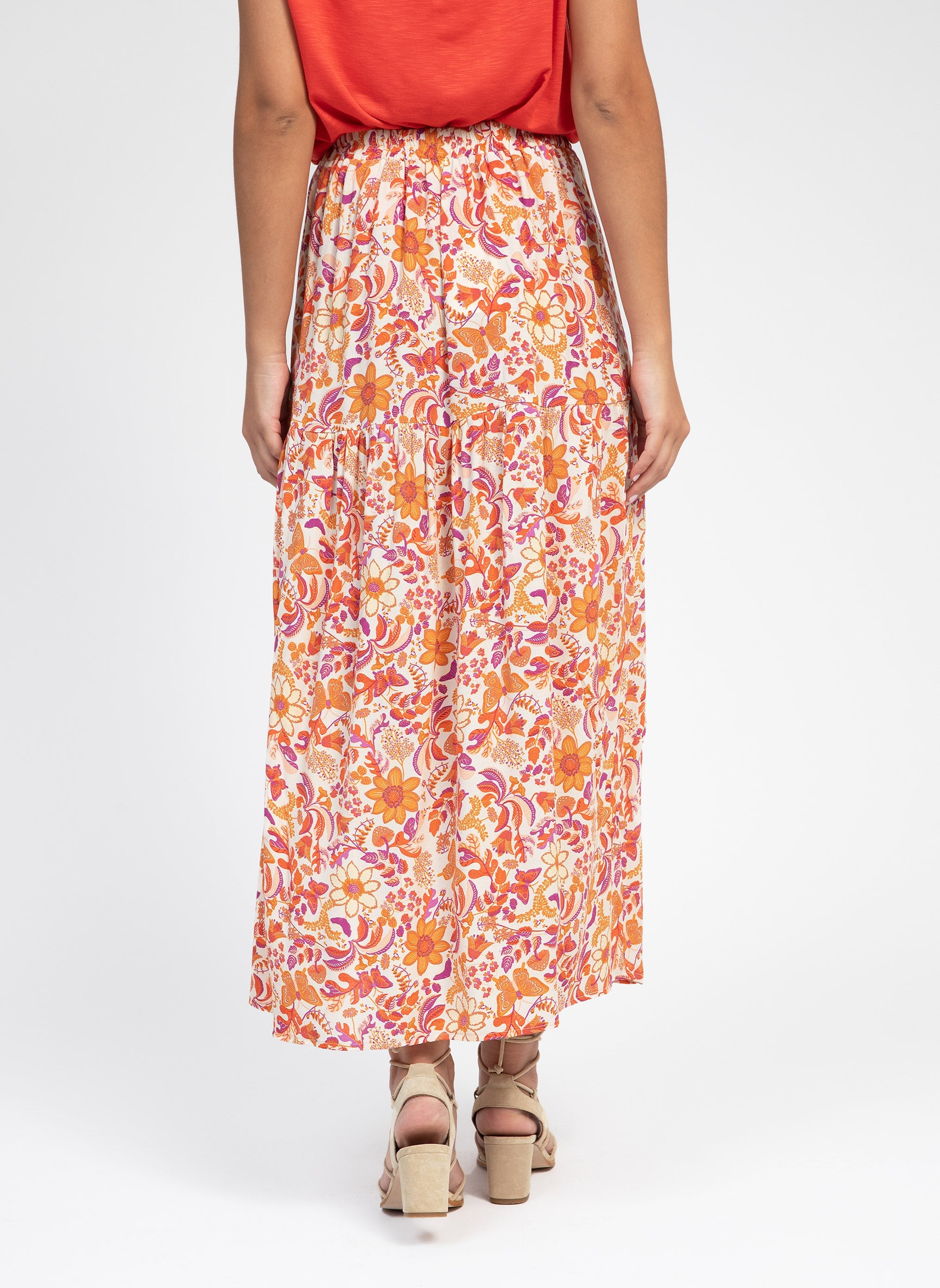 JUPE MIDI GILBERTA butterfly ecru