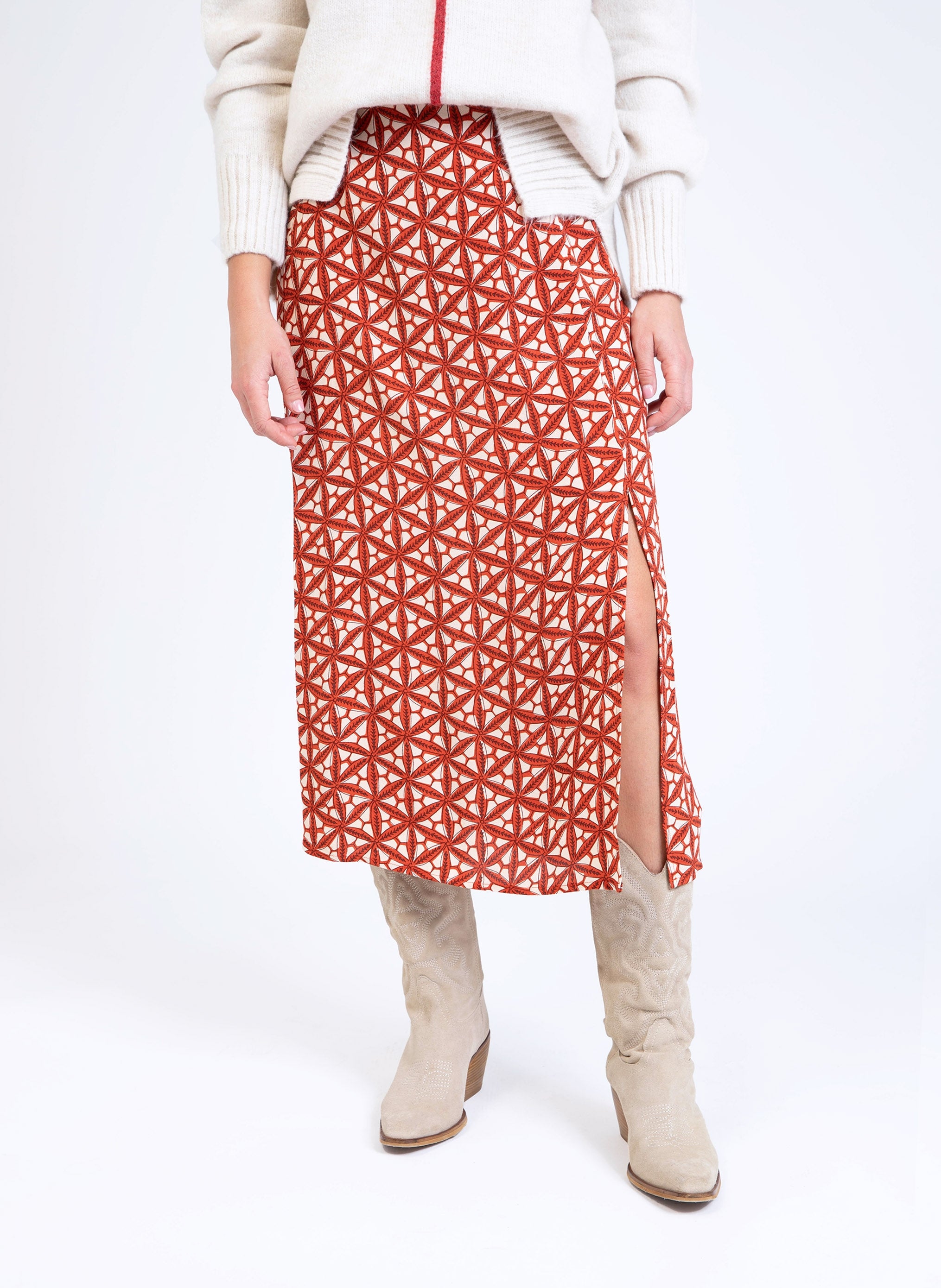 MIDI SKIRT GINALOU star anise caramel