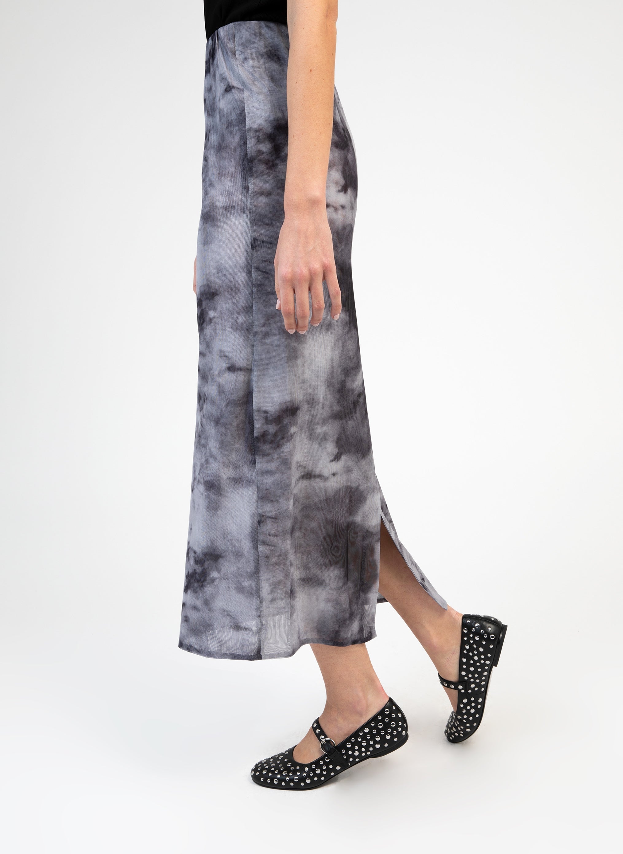 JUPE MIDI JABOTINA gris