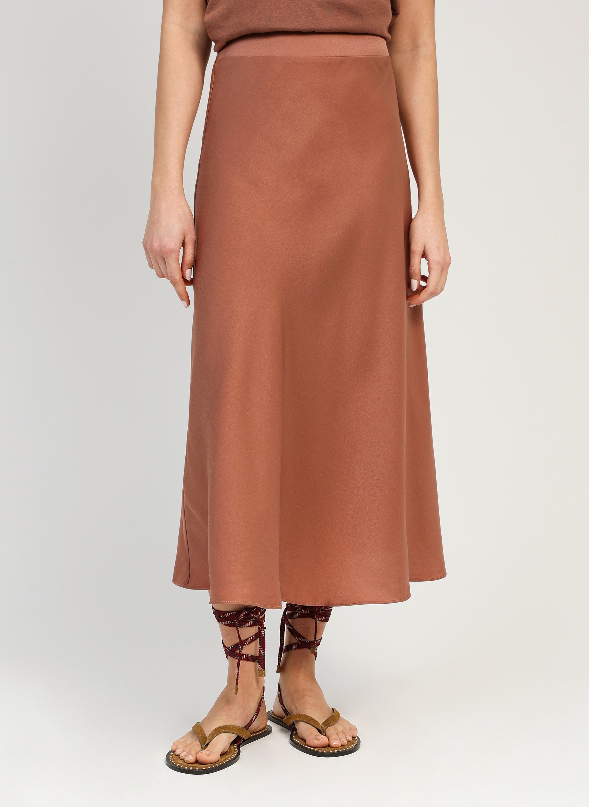 JANIALA mocha brown midi skirt