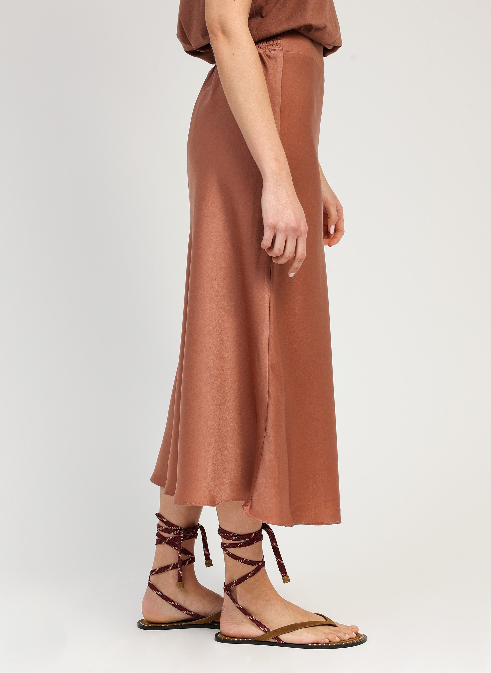 JANIALA mocha brown midi skirt
