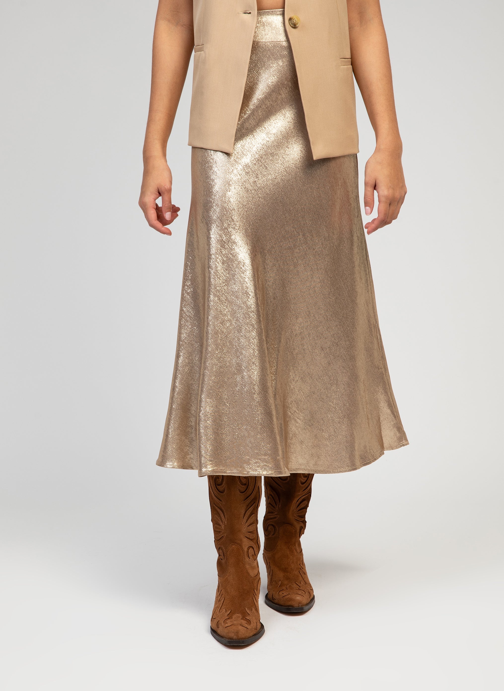JANYMA gold midi skirt