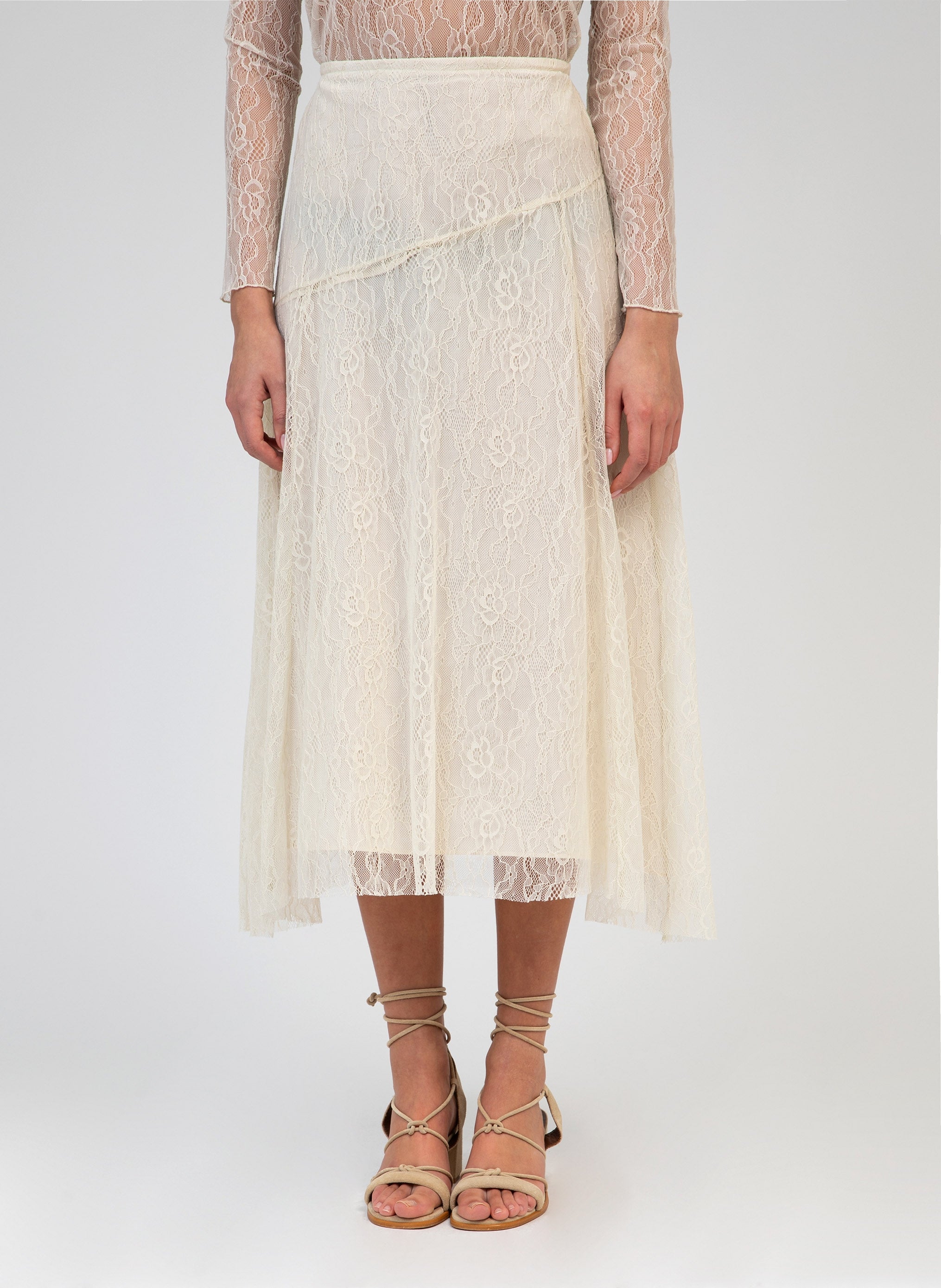 JUNEY MIDI SKIRT ecru