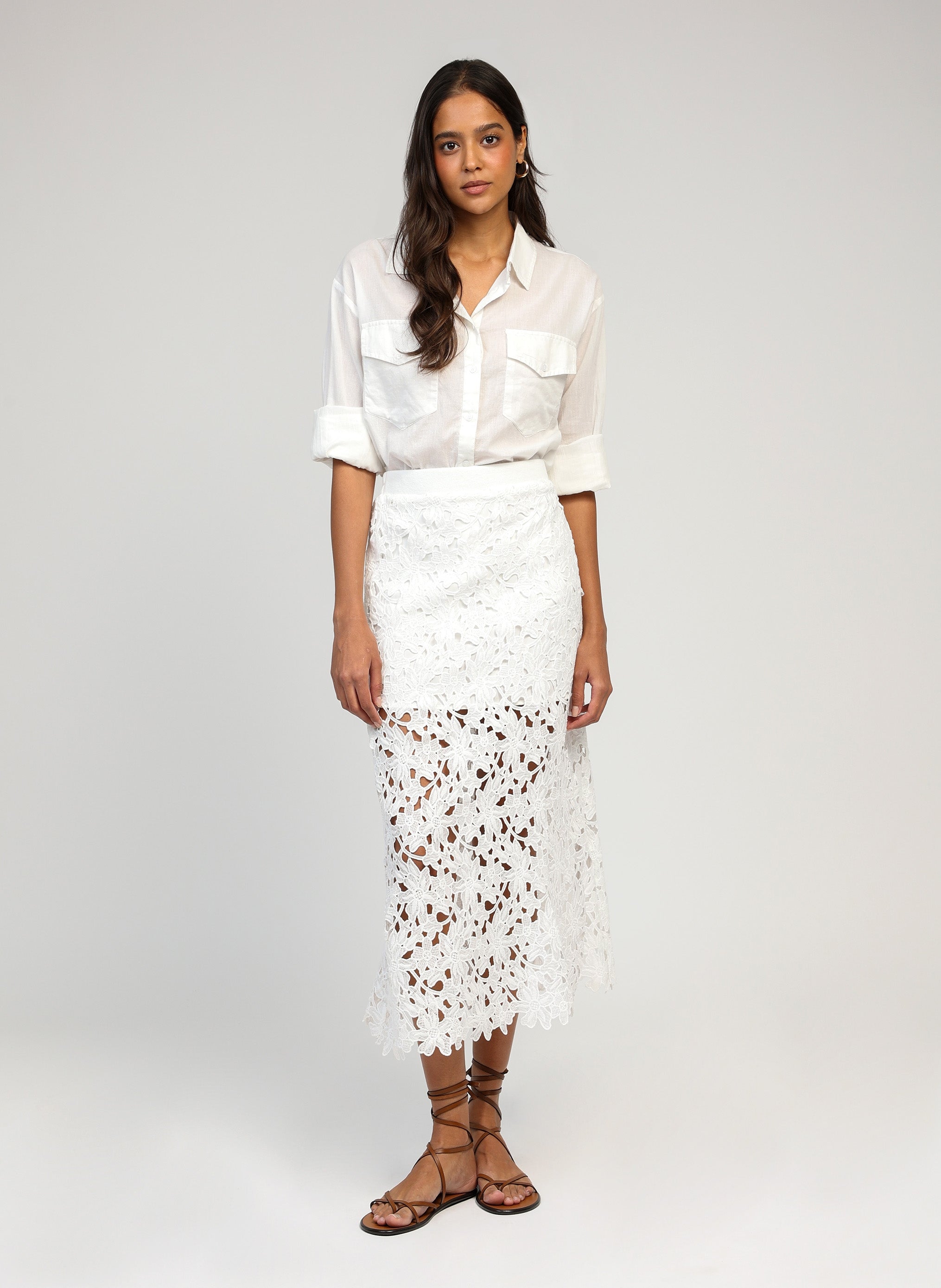 JUVY MIDI SKIRT ecru