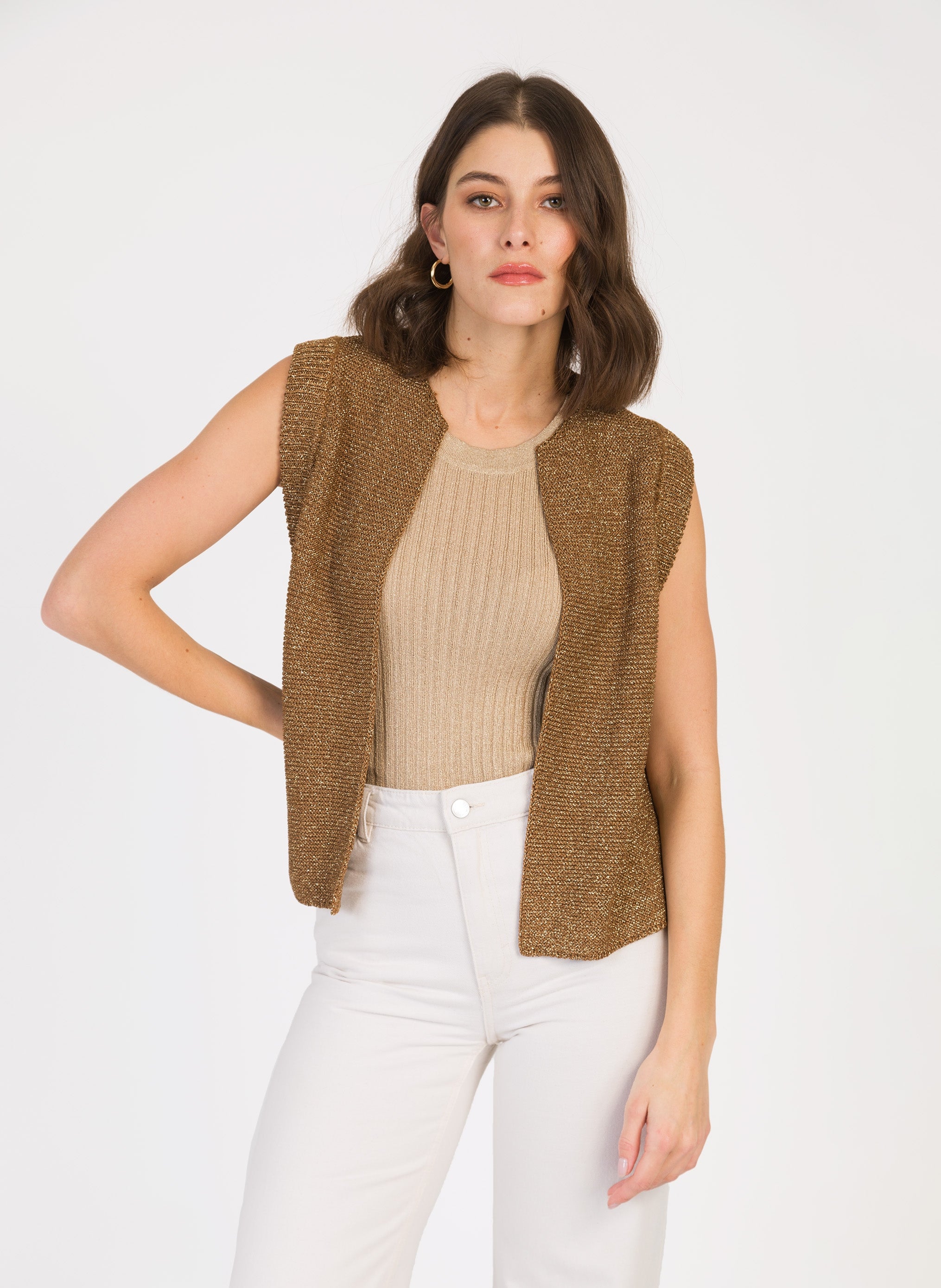 CARDIGAN SANS MANCHE LEGAYA bronze
