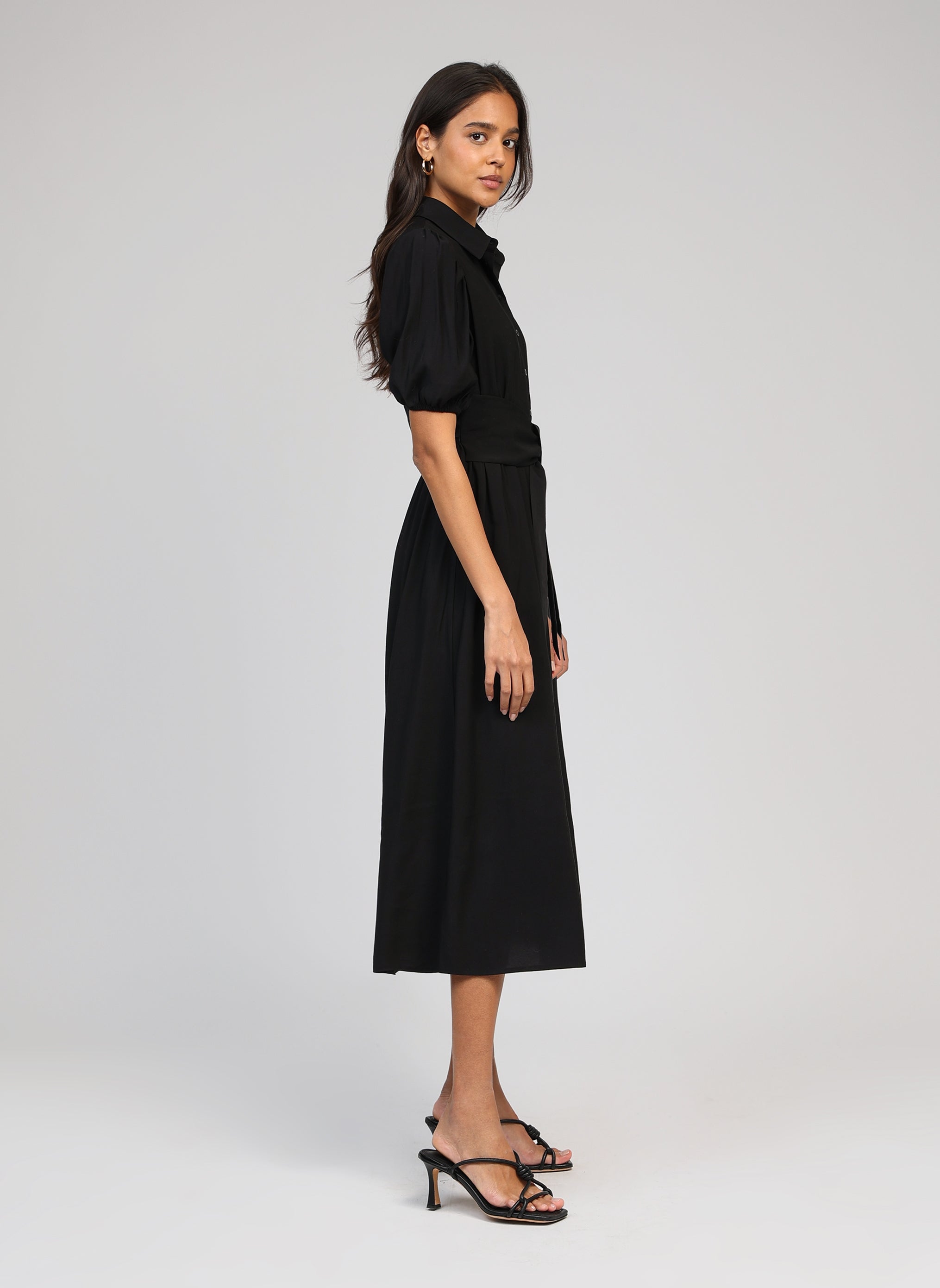 BLACK MALIDA MIDI DRESS