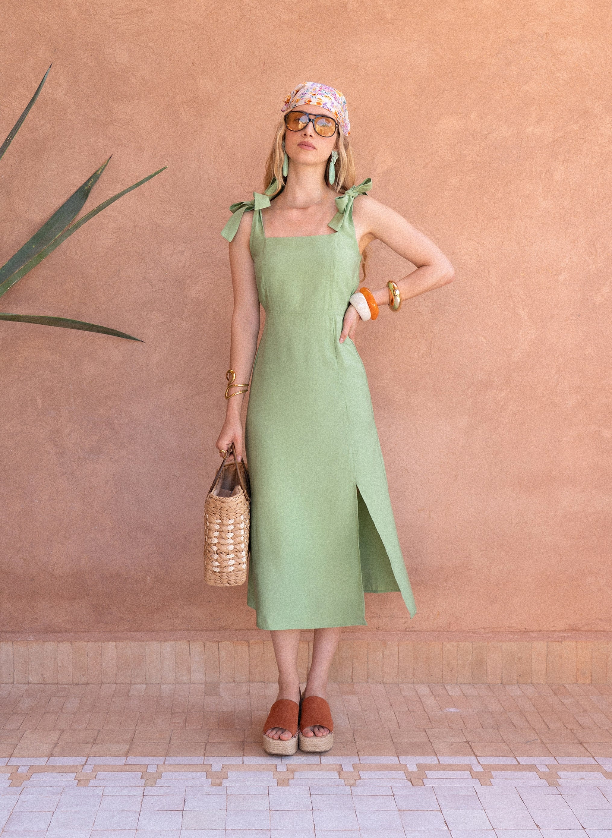 MANTA sage MIDI DRESS
