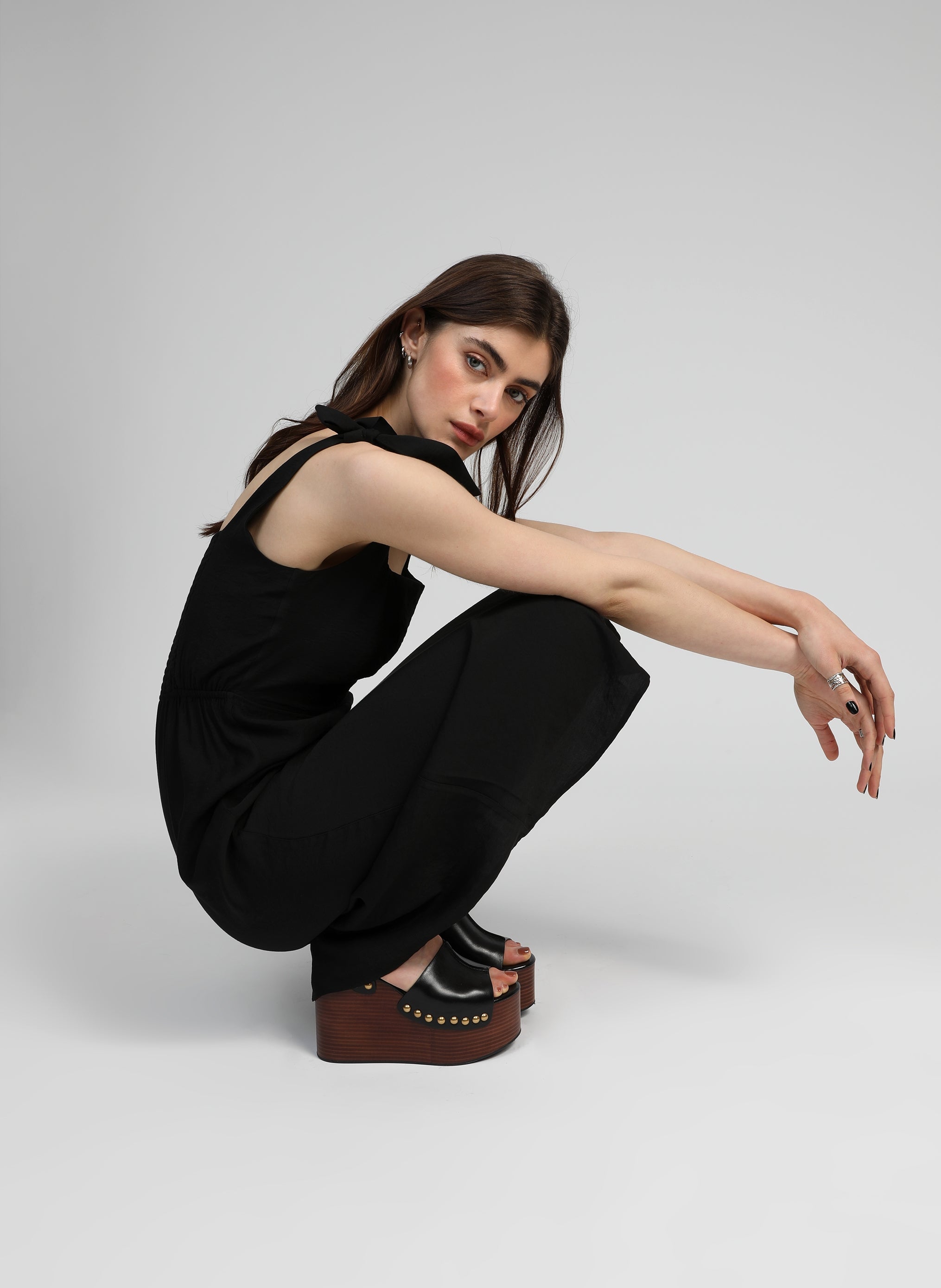 ROBE MIDI MANTA noir