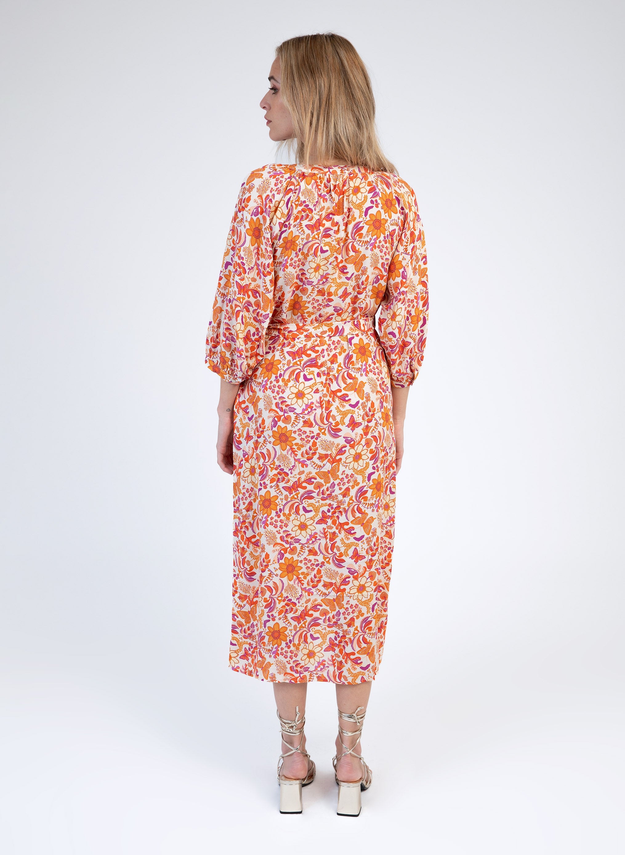 MARCELIO vestido midi mariposa crudo