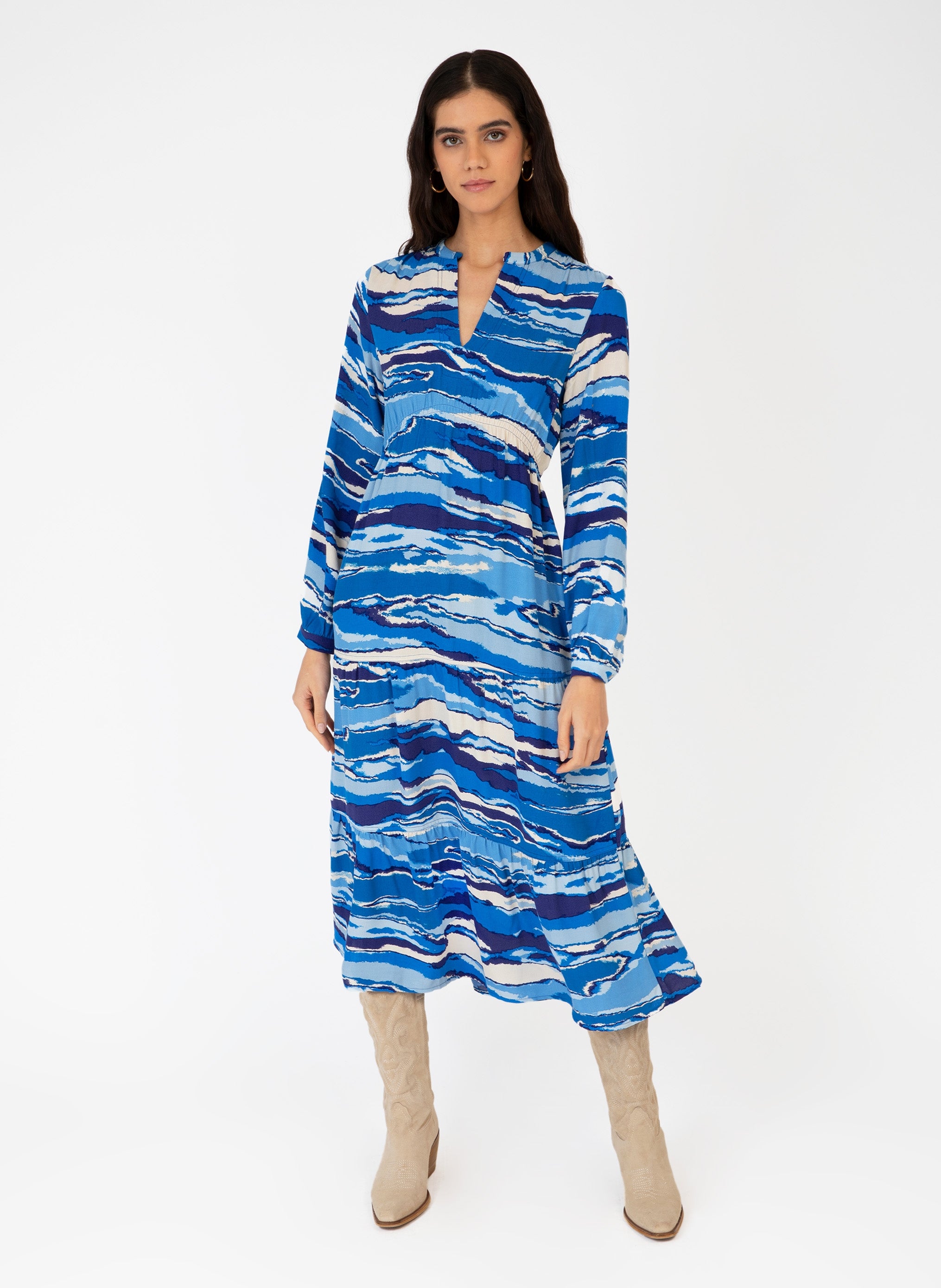 MAXIMO tessa blue MIDI DRESS