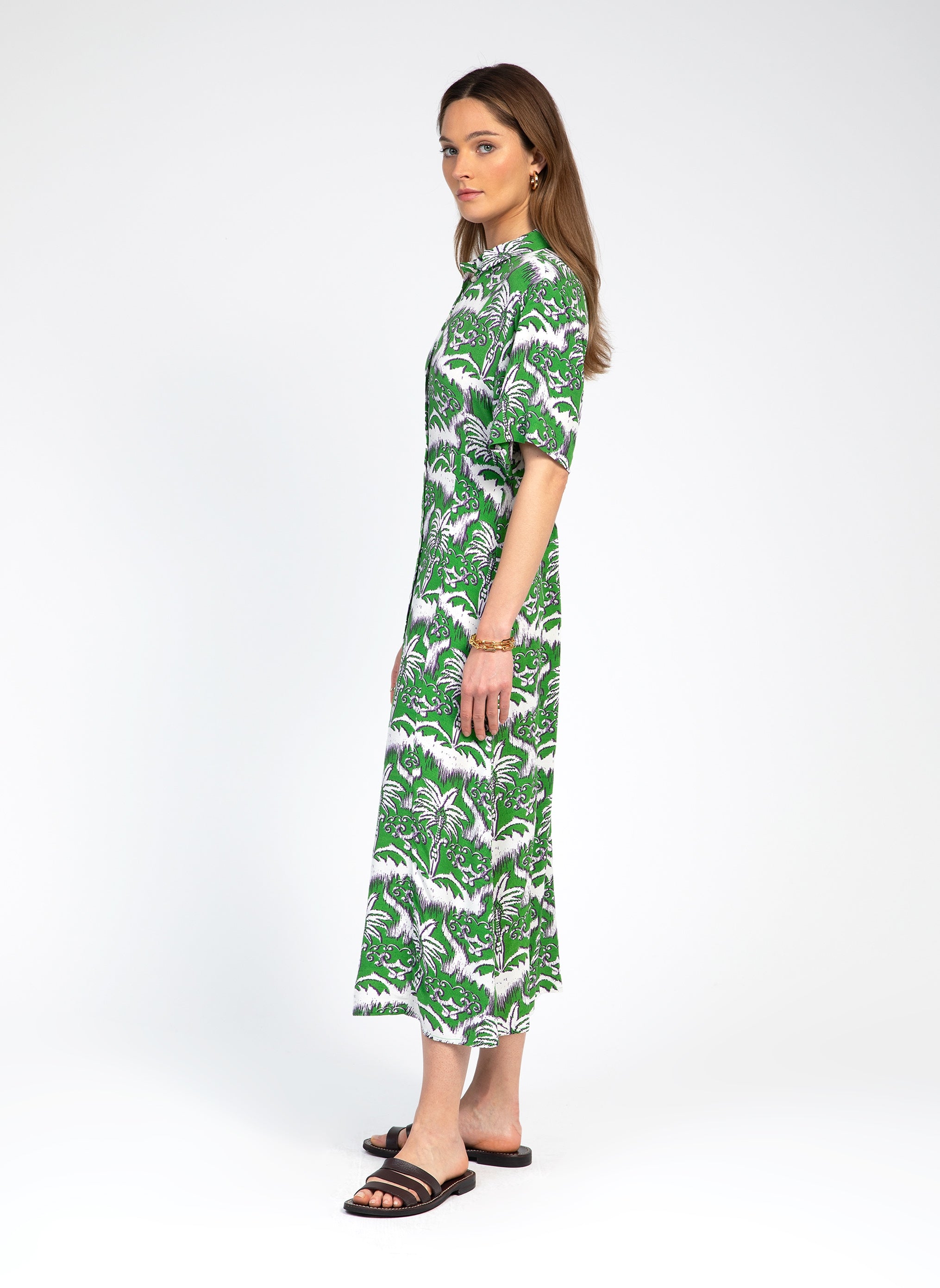 VESTIDO MOBIO MIDI verde palmita