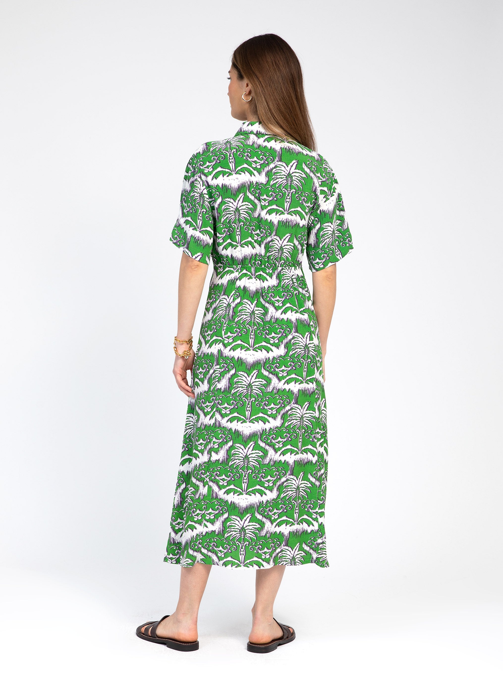 VESTIDO MOBIO MIDI verde palmita