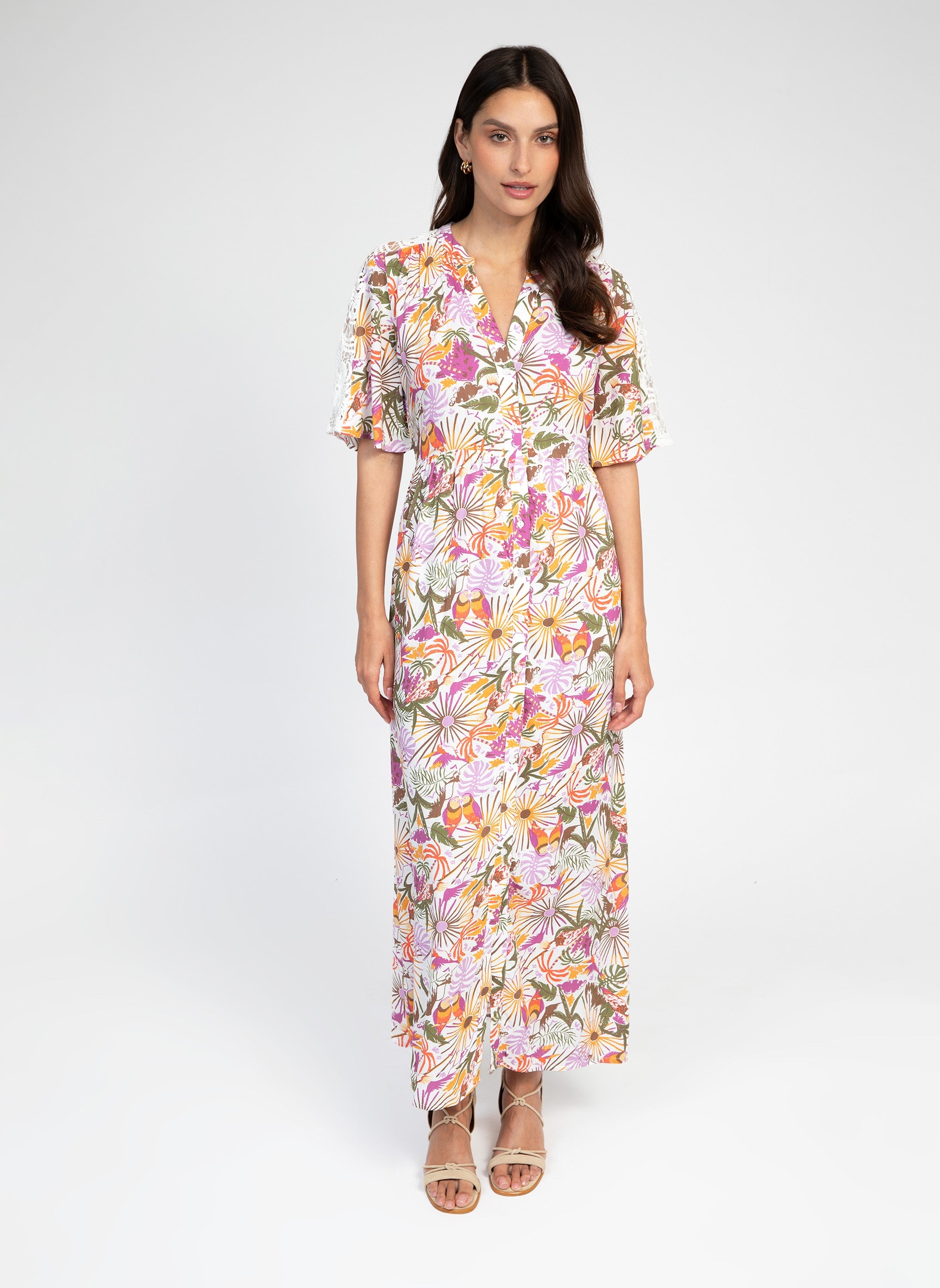 ODEMY banjo ecru LONG DRESS