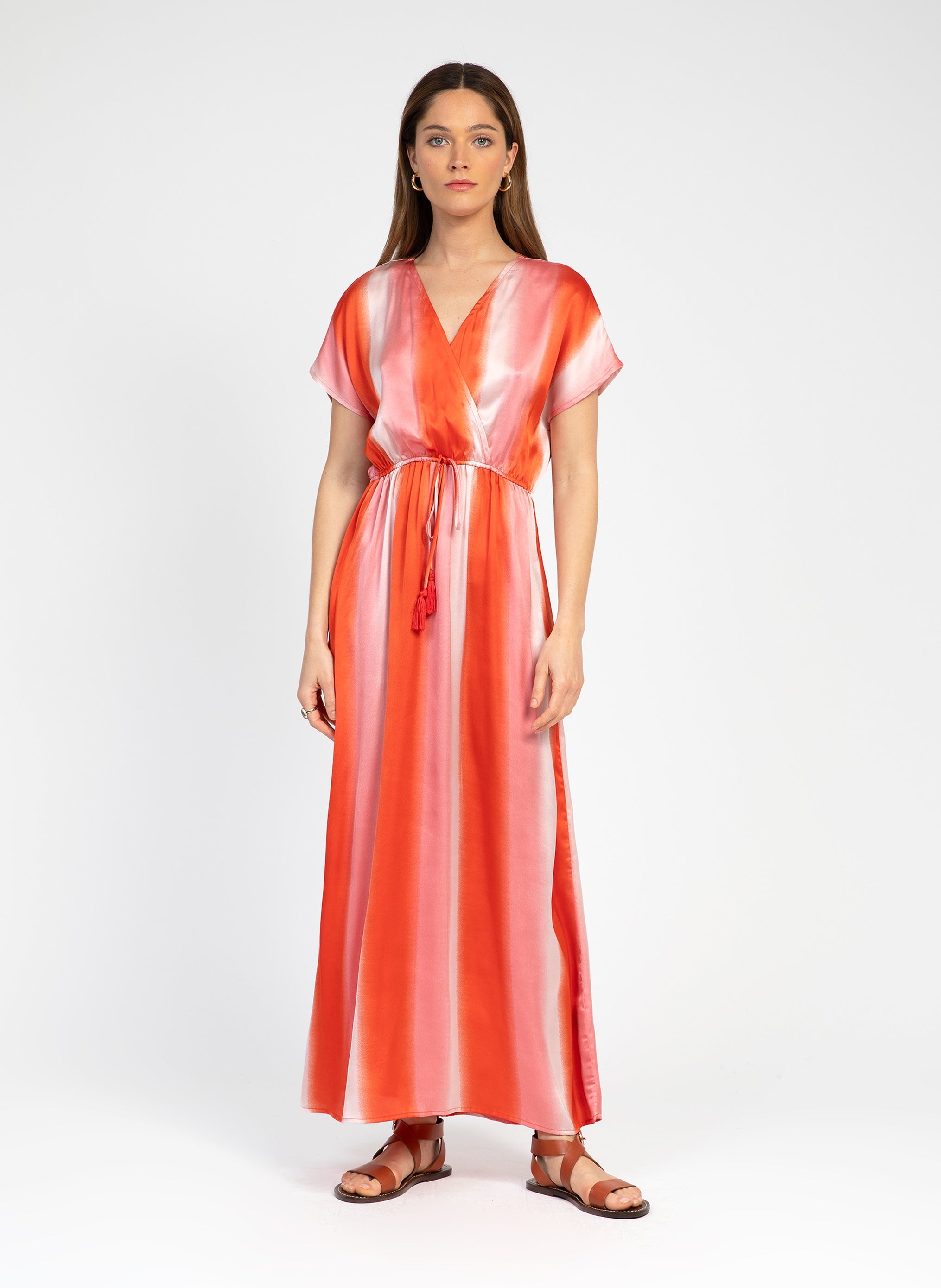 coral ODIVINE LONG DRESS
